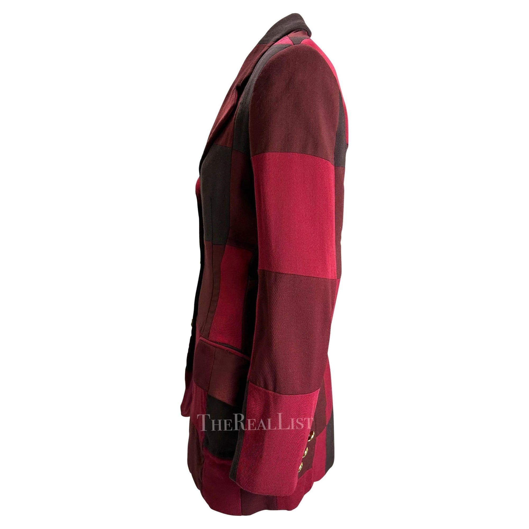 1990s Dolce & Gabbana Red Burgundy Patchwork Blazer - RealList