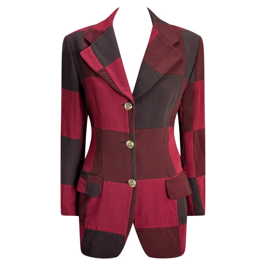 1990s Dolce & Gabbana Red Burgundy Patchwork Blazer - RealList