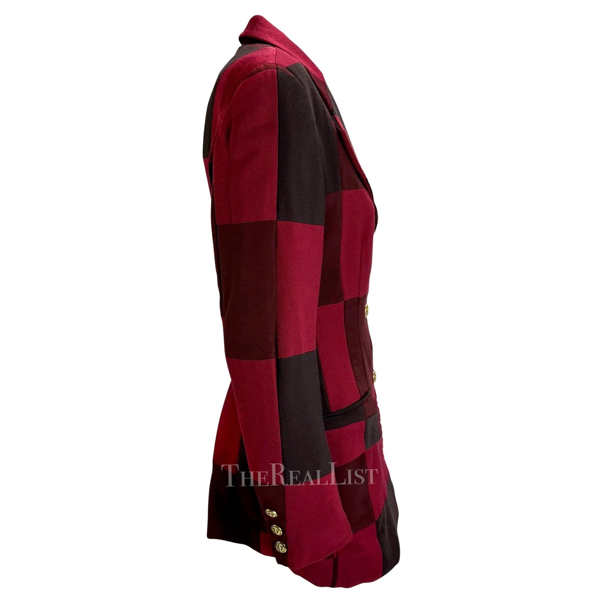 1990s Dolce & Gabbana Red Burgundy Patchwork Blazer - RealList