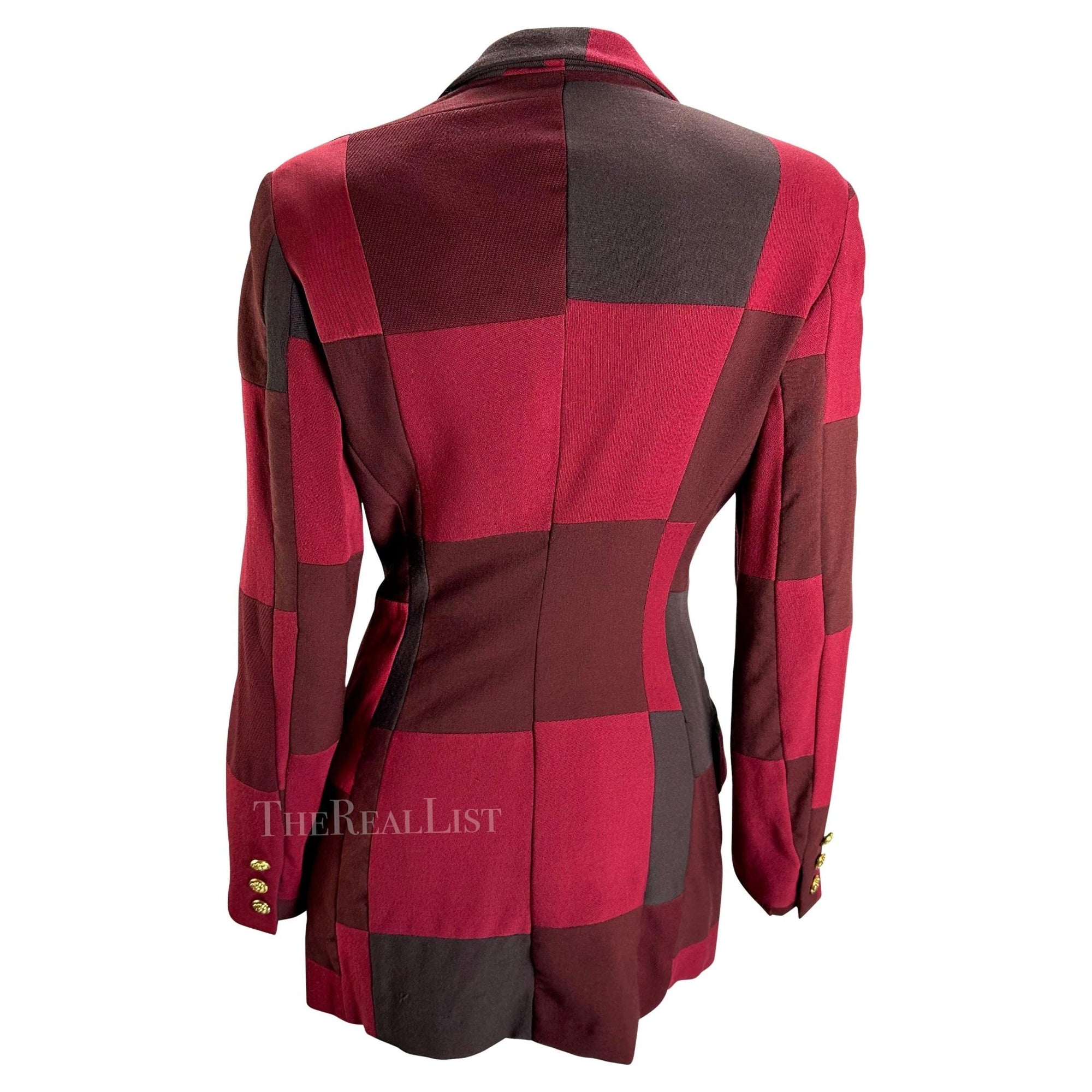1990s Dolce & Gabbana Red Burgundy Patchwork Blazer - RealList