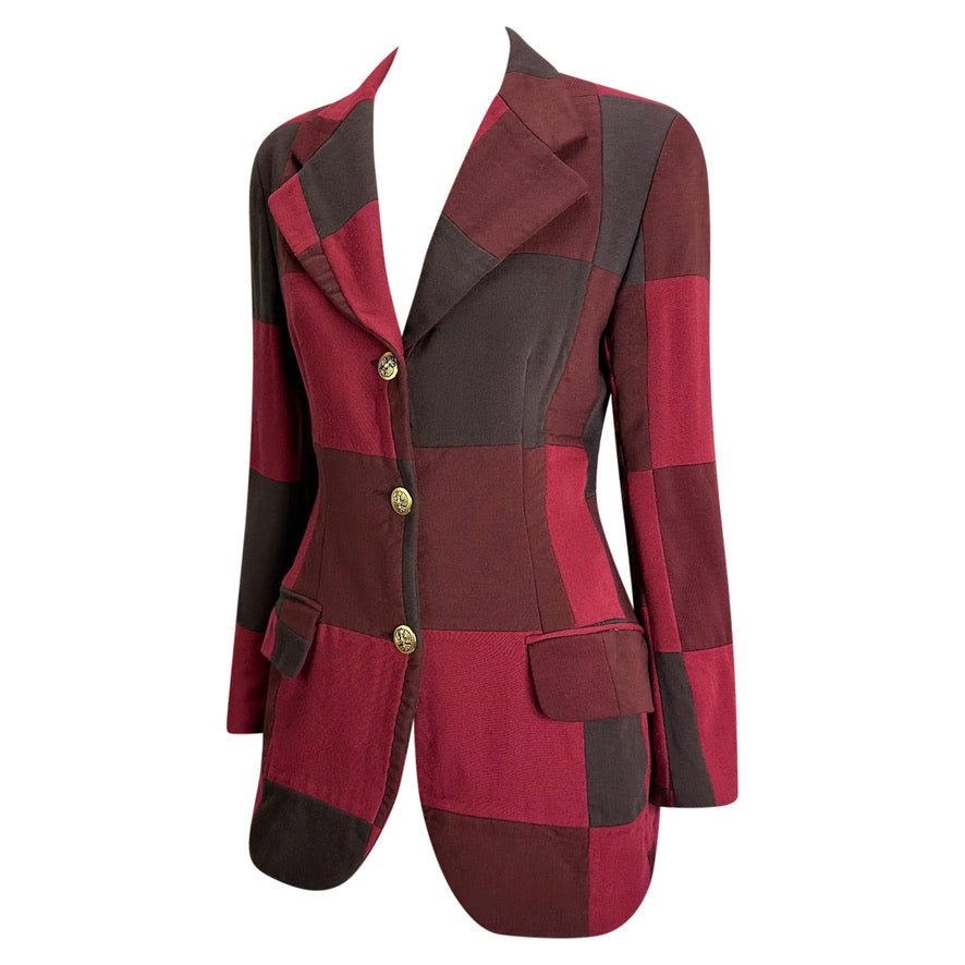 1990s Dolce & Gabbana Red Burgundy Patchwork Blazer - RealList