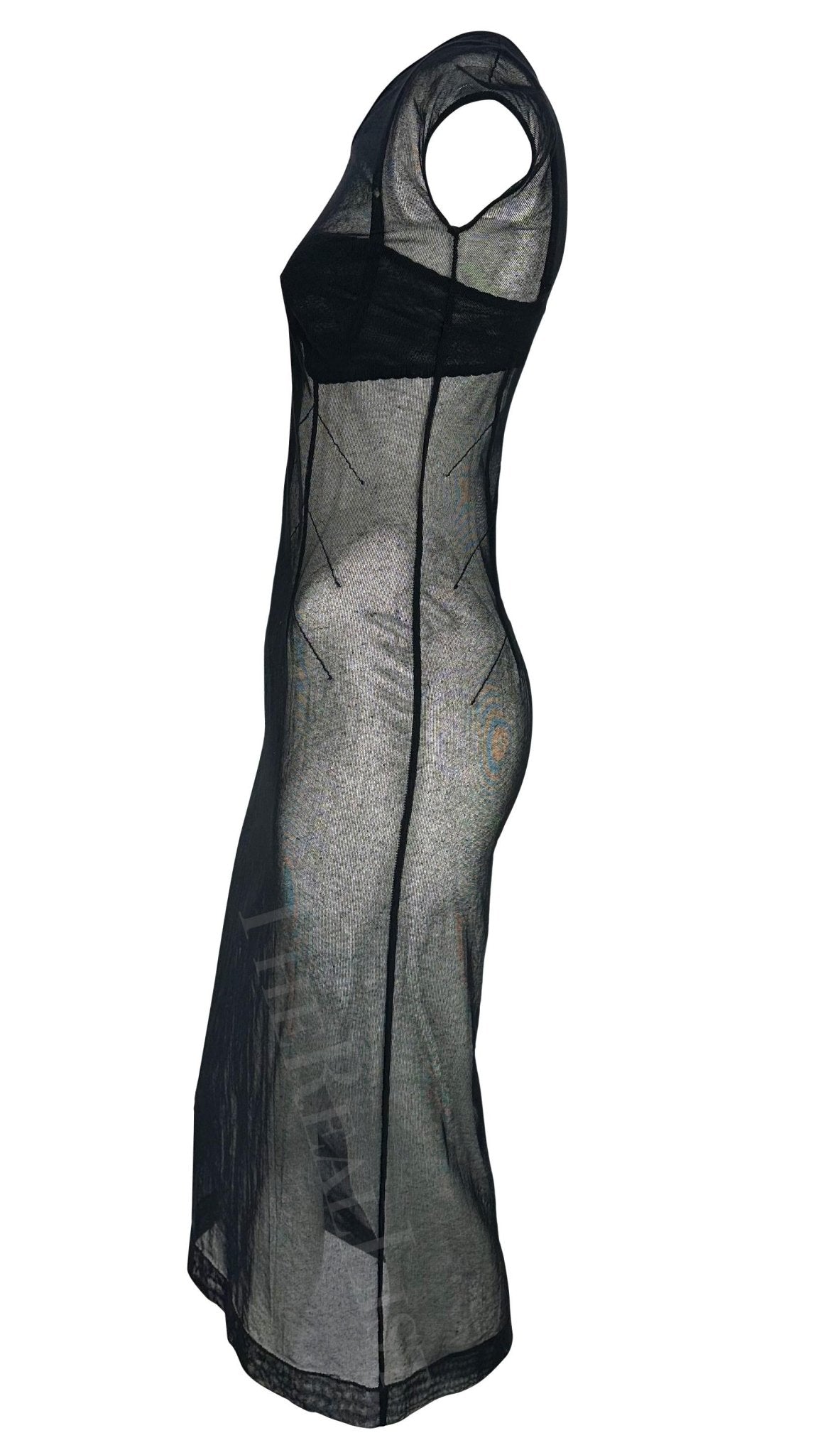 1990s Dolce & Gabbana Sheer Black Mesh Dress Bra Set - RealList