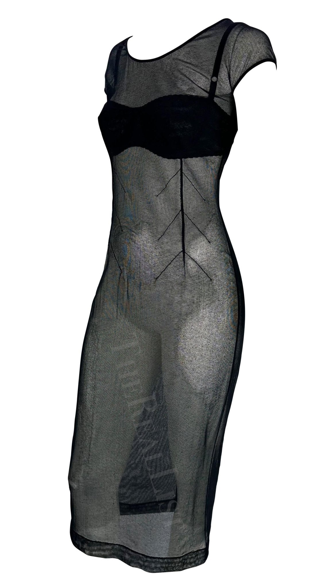 1990s Dolce & Gabbana Sheer Black Mesh Dress Bra Set - RealList