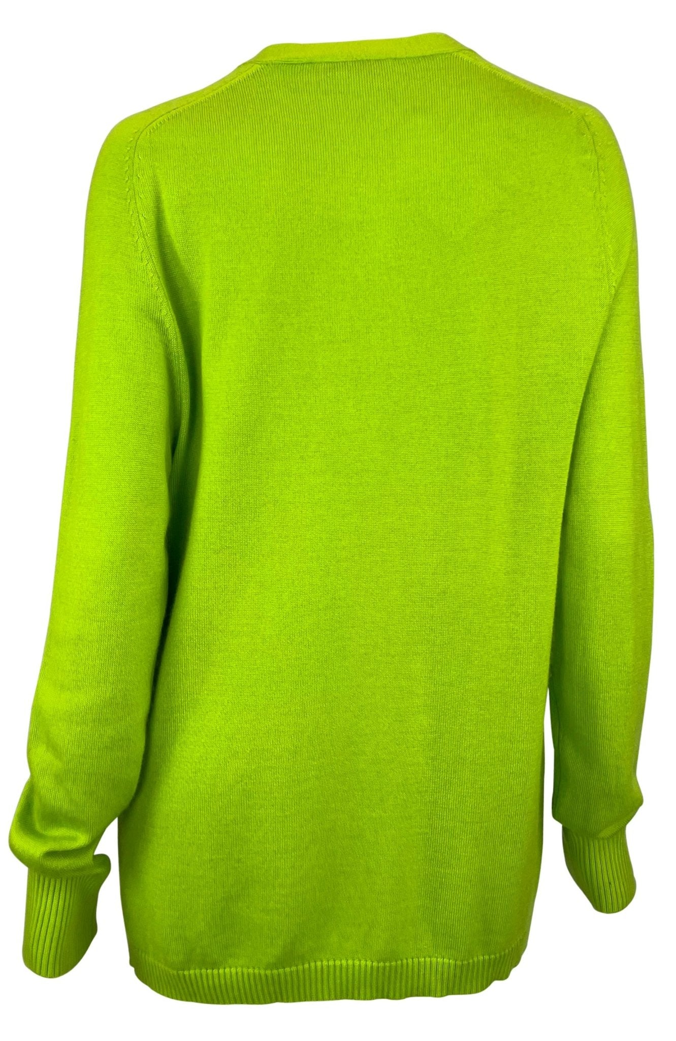 1990s Donna Karan Bright Lime Green Silk Cashmere Open Cardigan Sweater Top - RealList