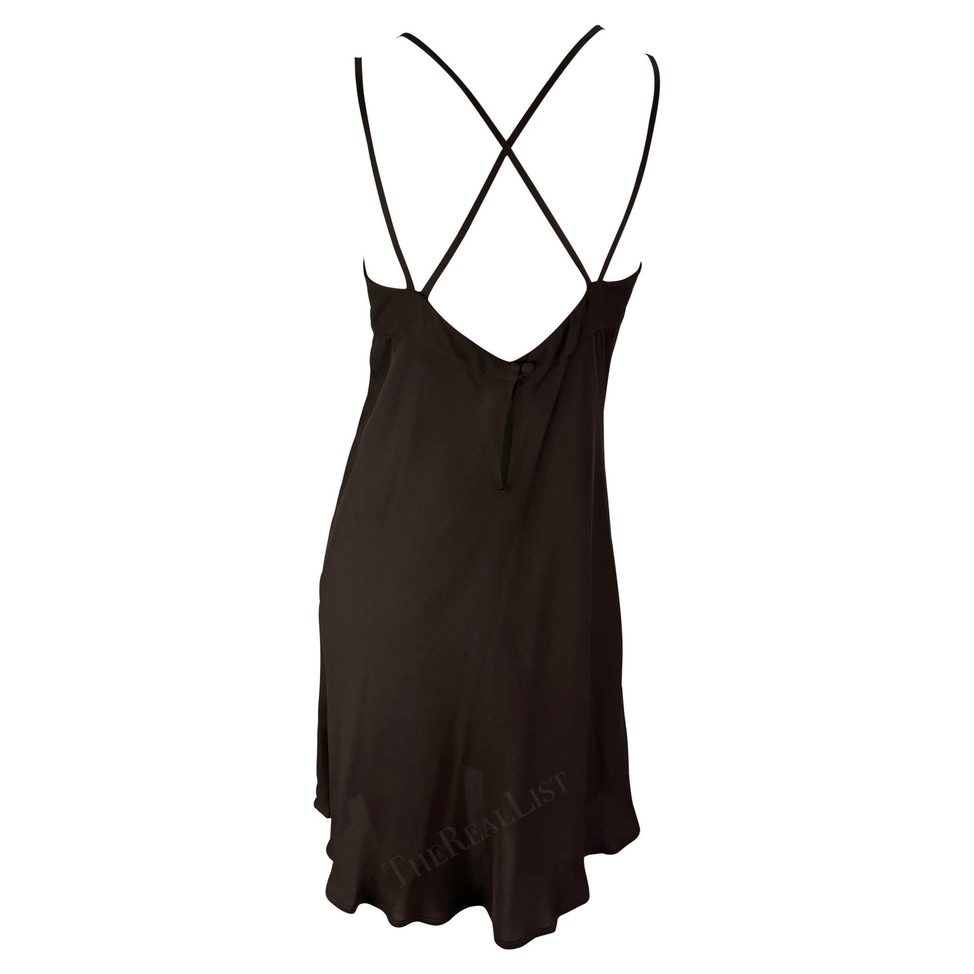 1990s Fendi by Karl Lagerfeld Brown Spaghetti Strap Mini Dress - RealList