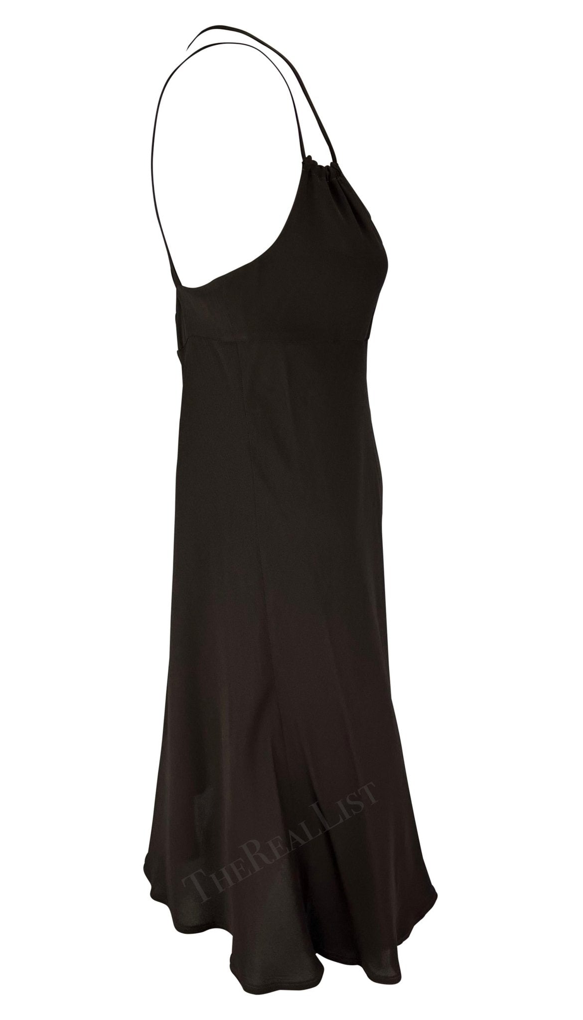 1990s Fendi by Karl Lagerfeld Brown Spaghetti Strap Mini Dress - RealList