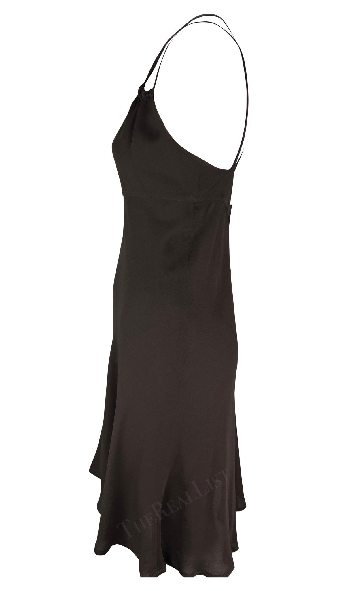 1990s Fendi by Karl Lagerfeld Brown Spaghetti Strap Mini Dress - RealList