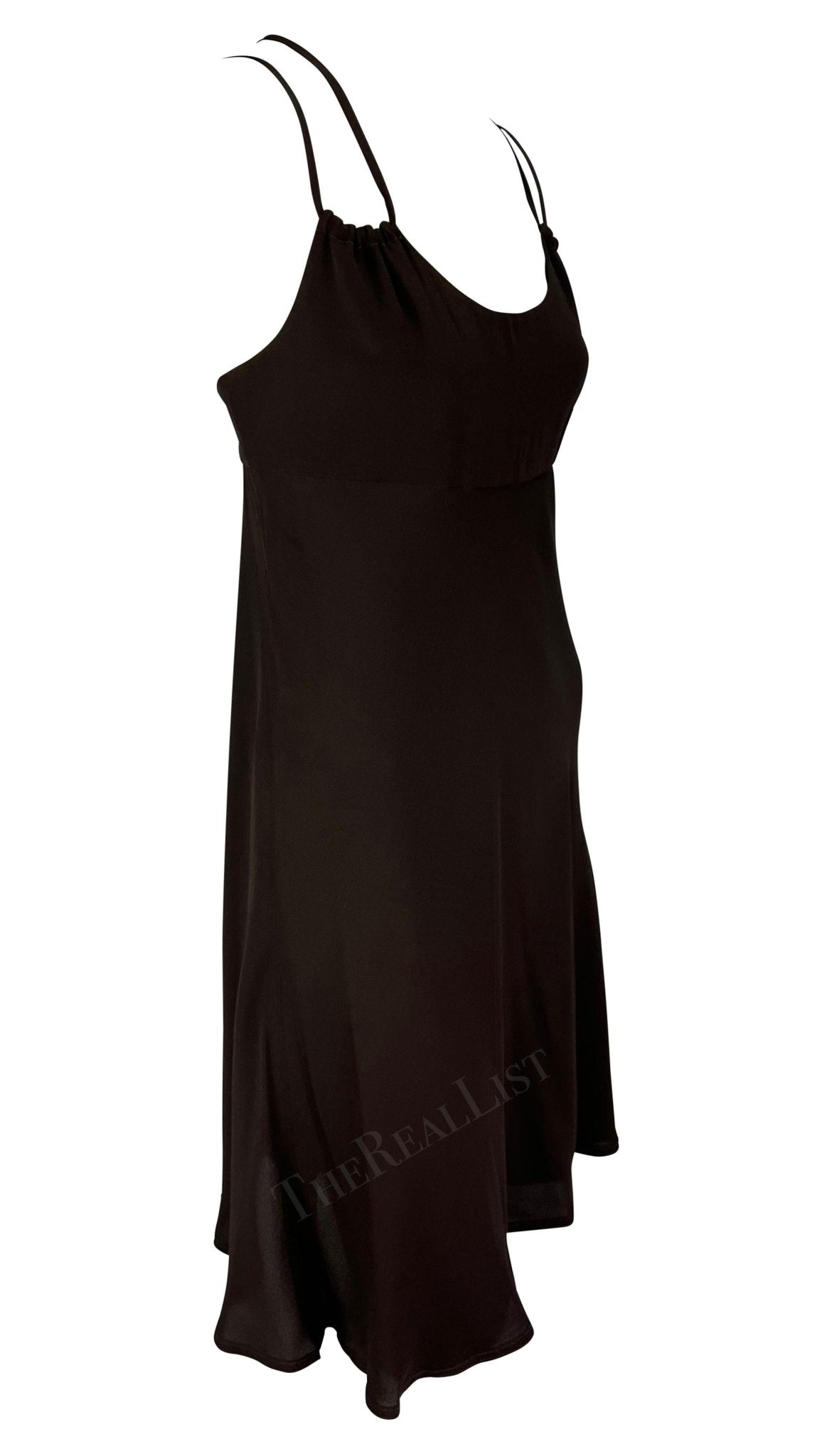 1990s Fendi by Karl Lagerfeld Brown Spaghetti Strap Mini Dress - RealList