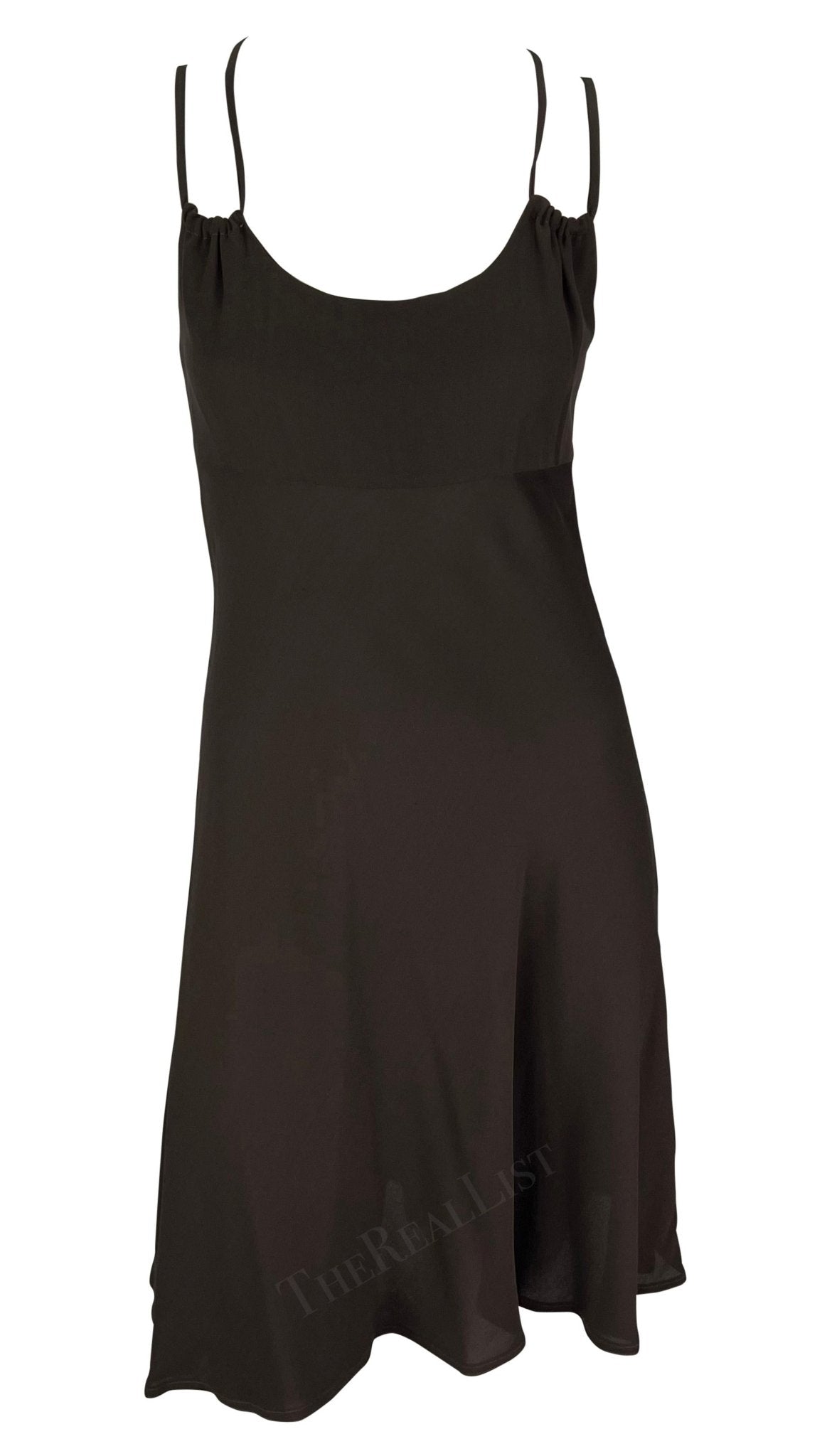 1990s Fendi by Karl Lagerfeld Brown Spaghetti Strap Mini Dress - RealList