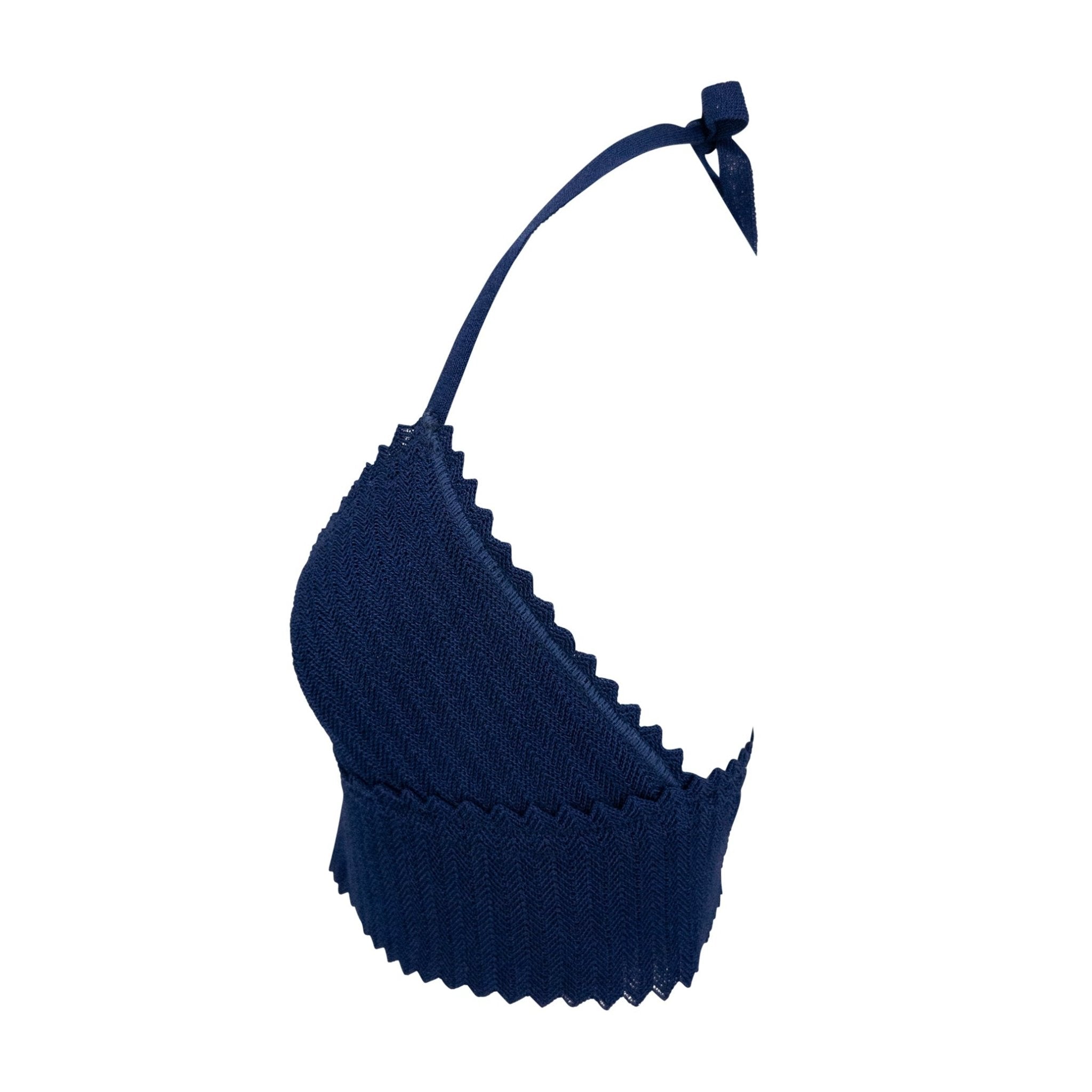 1990s Fendi by Karl Lagerfeld Navy Blue Knit Bralette Crop Top - RealList