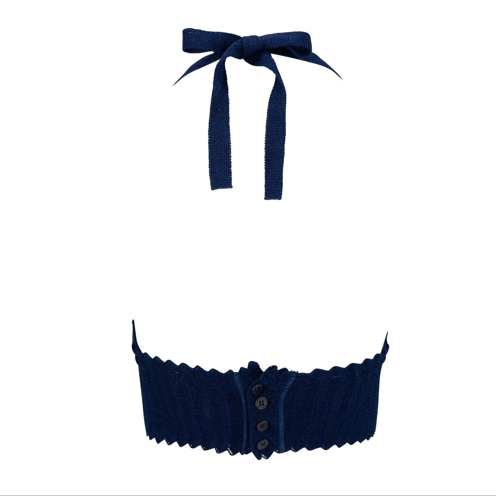 1990s Fendi by Karl Lagerfeld Navy Blue Knit Bralette Crop Top - RealList