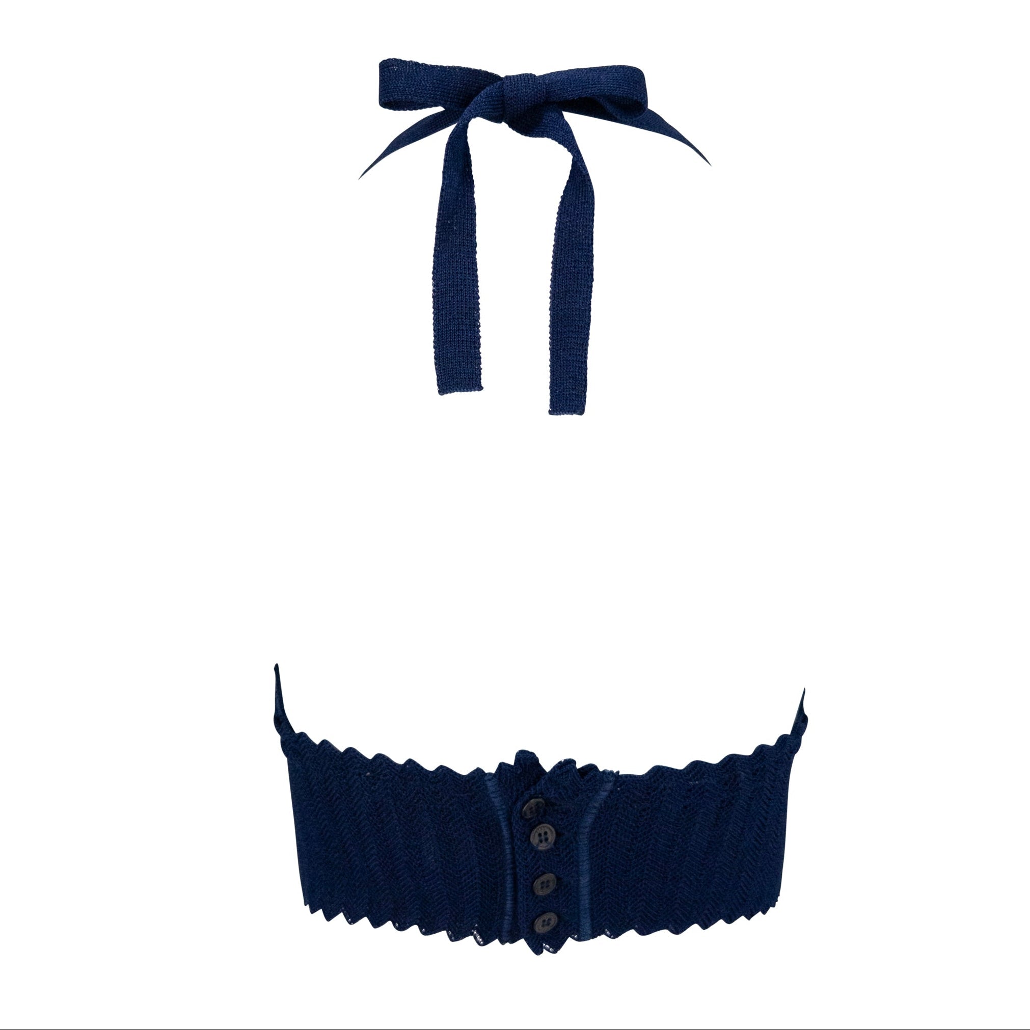 1990s Fendi by Karl Lagerfeld Navy Blue Knit Bralette Crop Top - RealList