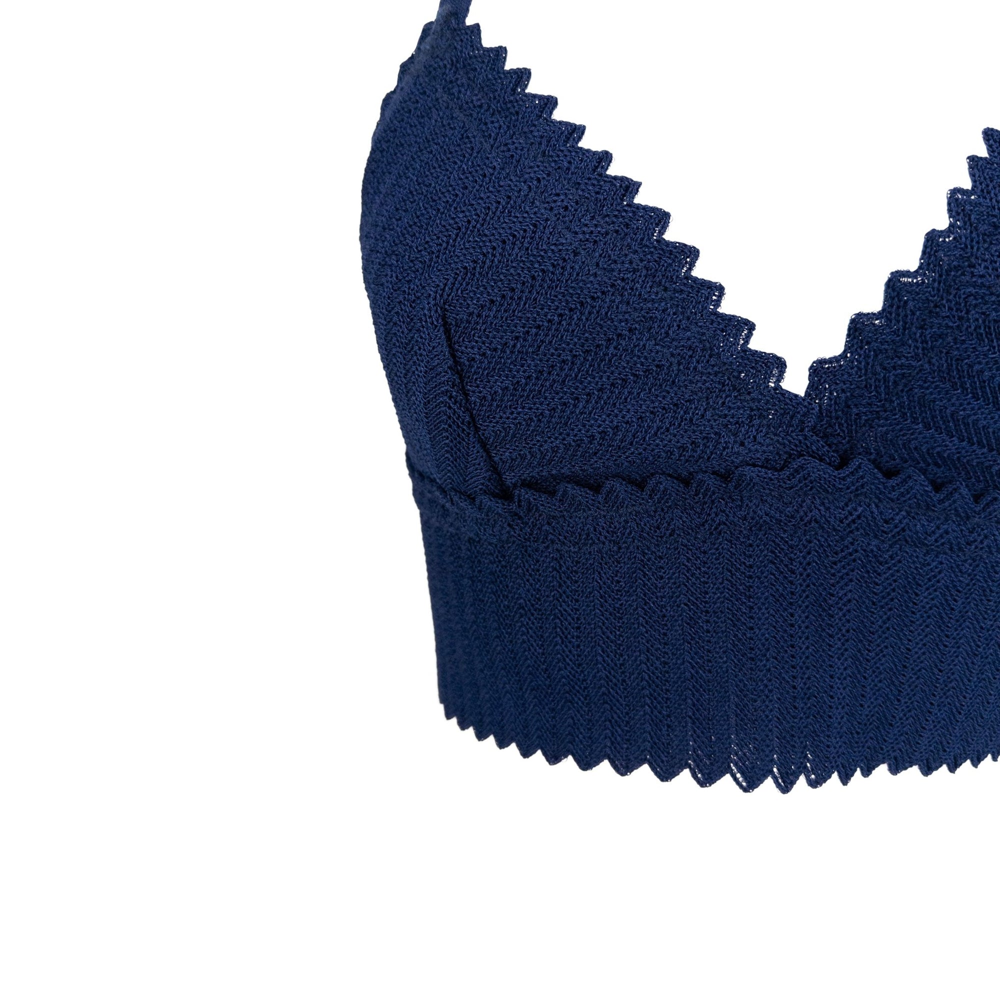1990s Fendi by Karl Lagerfeld Navy Blue Knit Bralette Crop Top - RealList