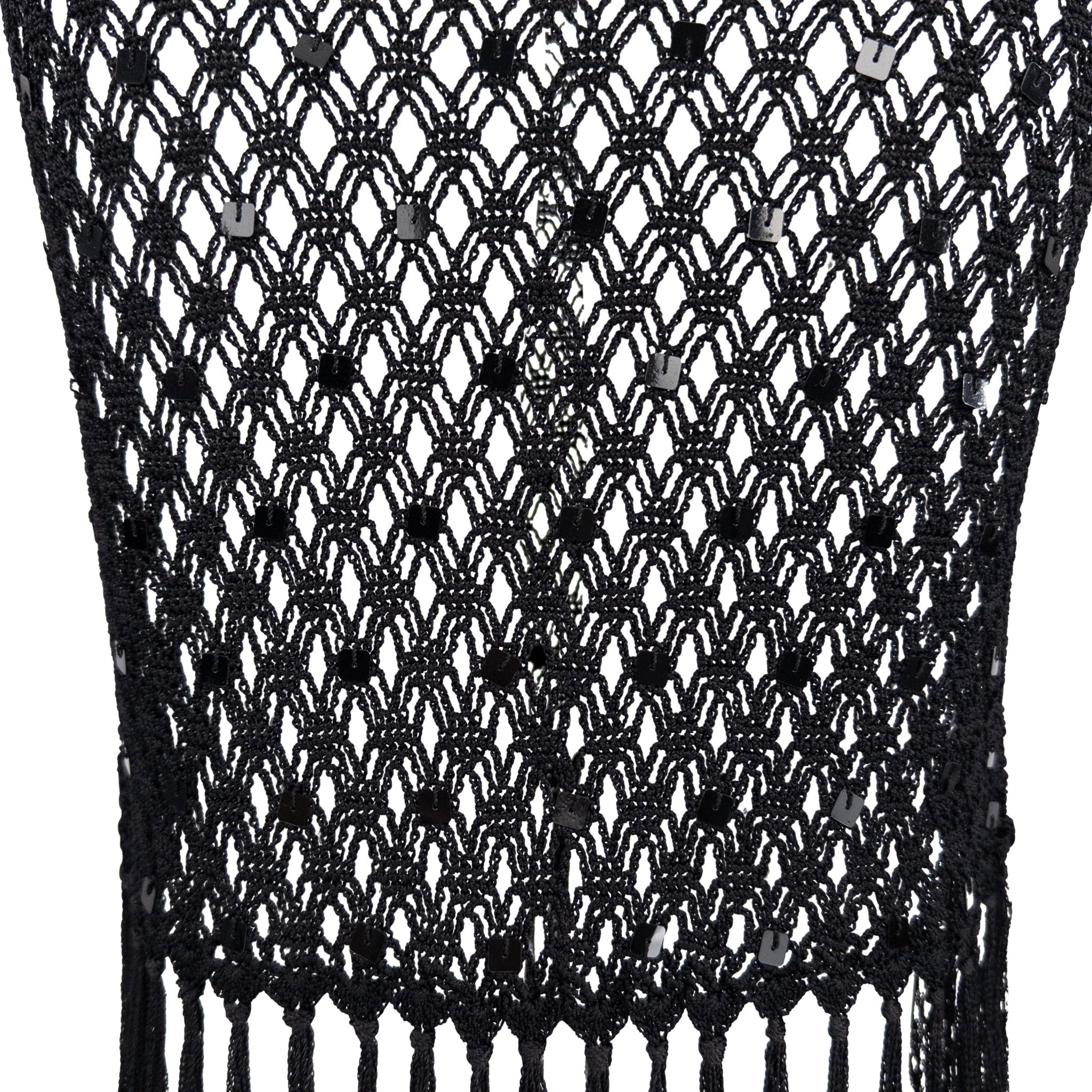1990s Fendi by Karl Lagerfeld Sheer Black Knit Sequin Cardigan Skirt Set - RealList
