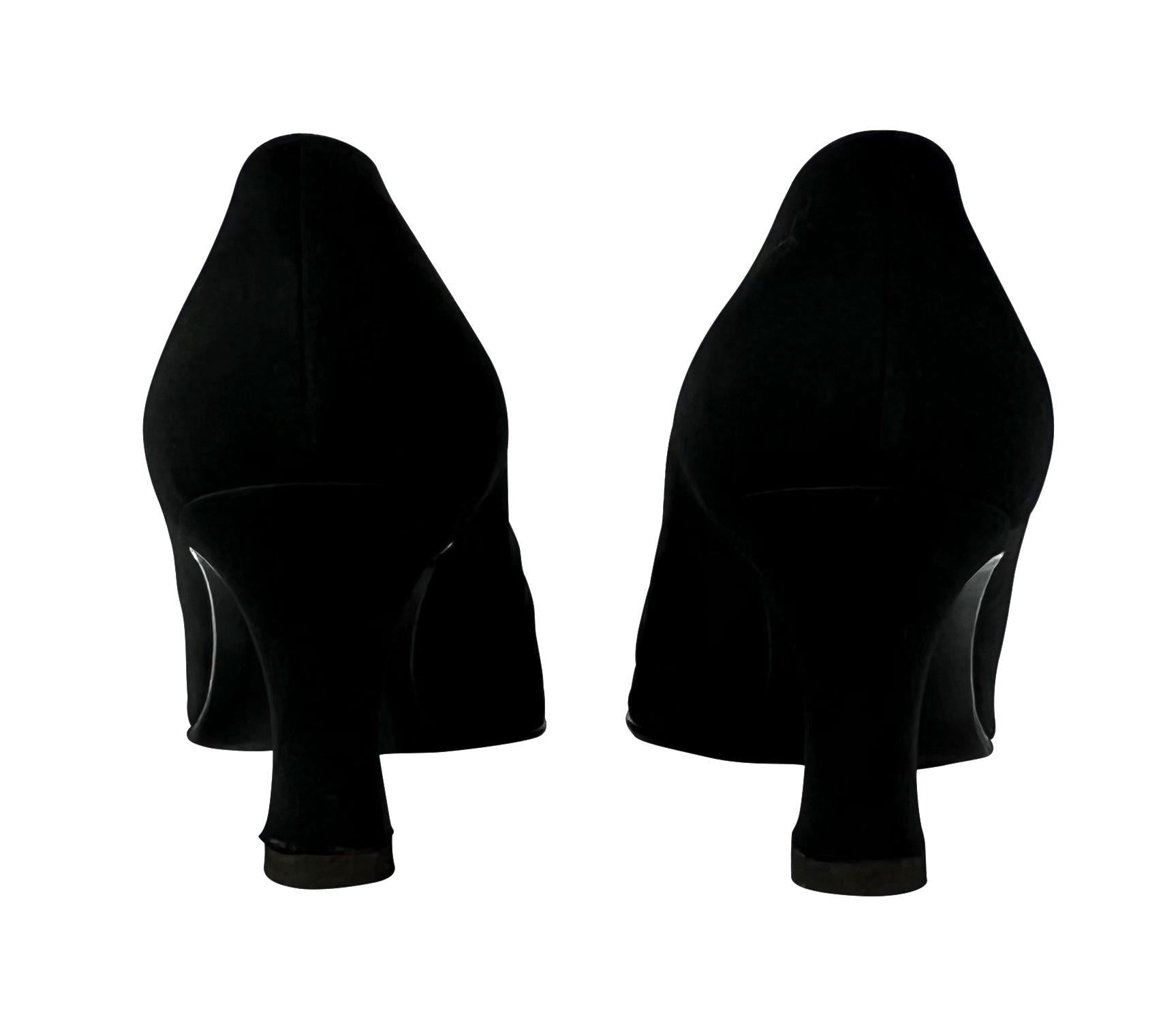 1990s Gianni Versace Black Satin Gold Medusa Mary Jane Pumps Size 37 - RealList