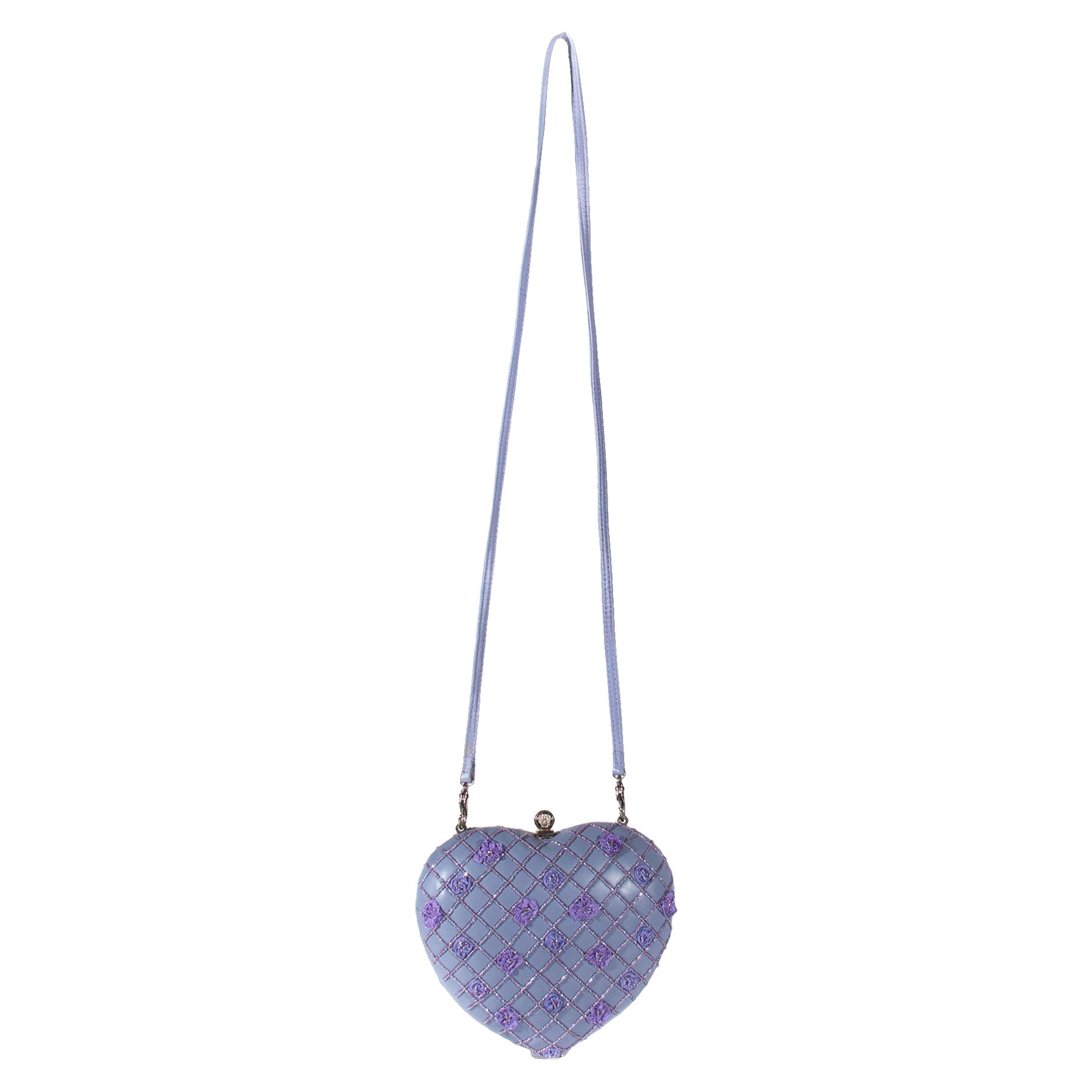 1990s Gianni Versace Couture Lavender Heart Shape Crossbody & Evening Clutch - RealList