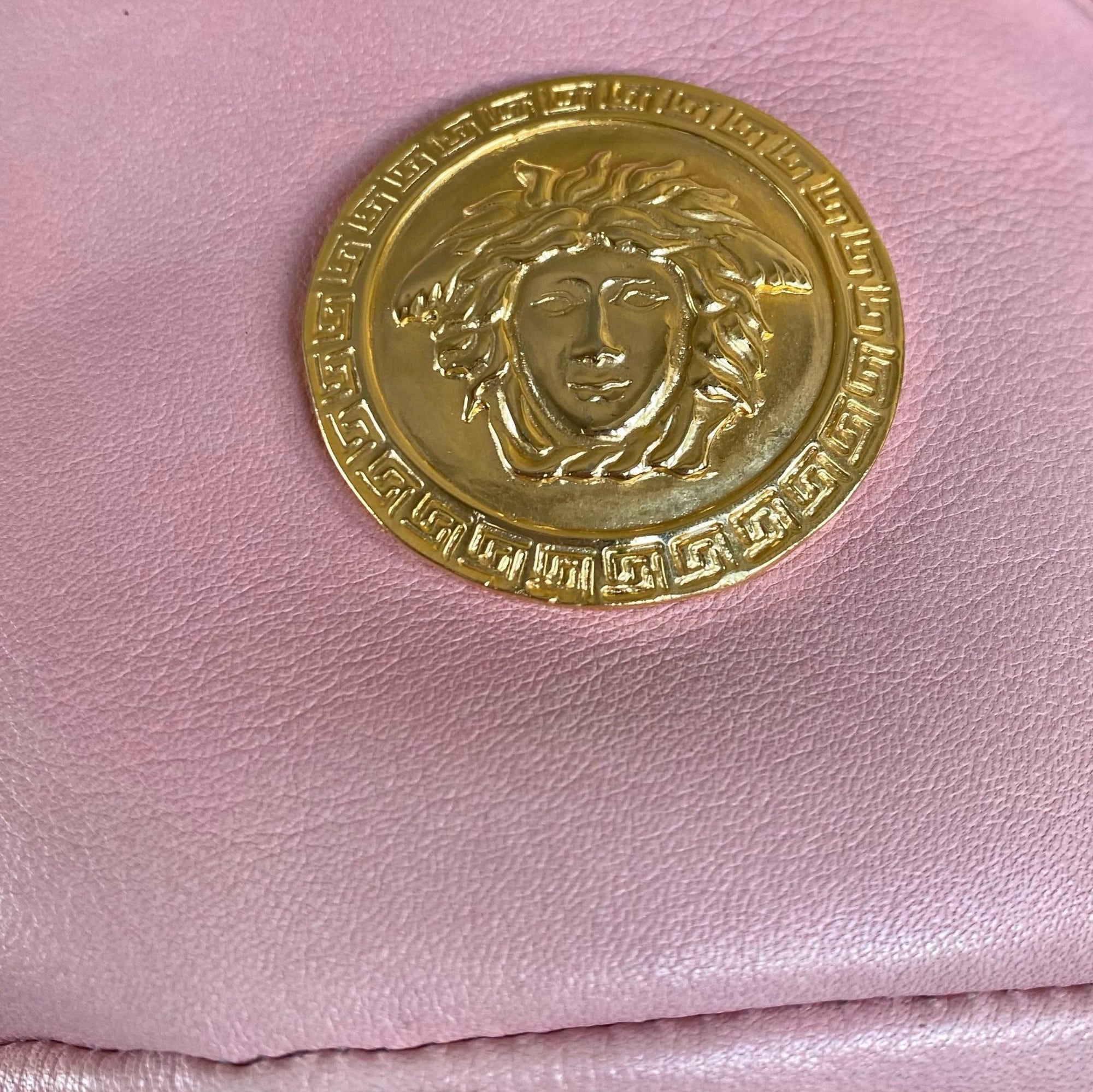 1990s Gianni Versace Couture Light Pink Vintage Fanny Pack Medusa Bum Bag - RealList