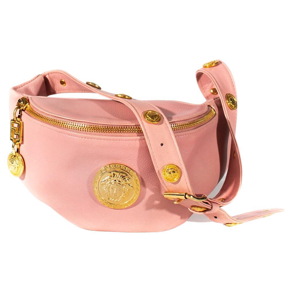 1990s Gianni Versace Couture Light Pink Vintage Fanny Pack Medusa Bum Bag - RealList