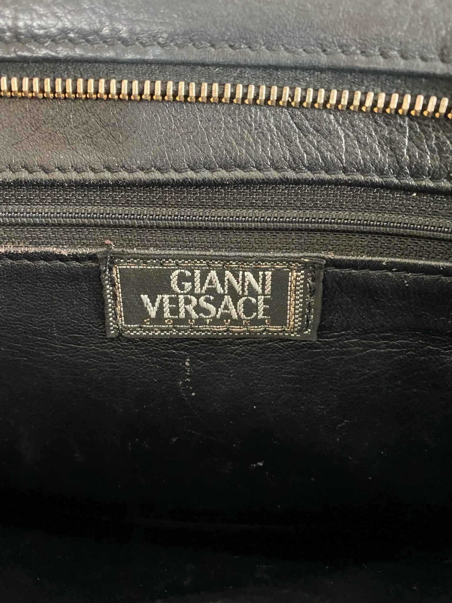 1990s Gianni Versace Couture Small Medallion Black Leather Chain Bag - RealList