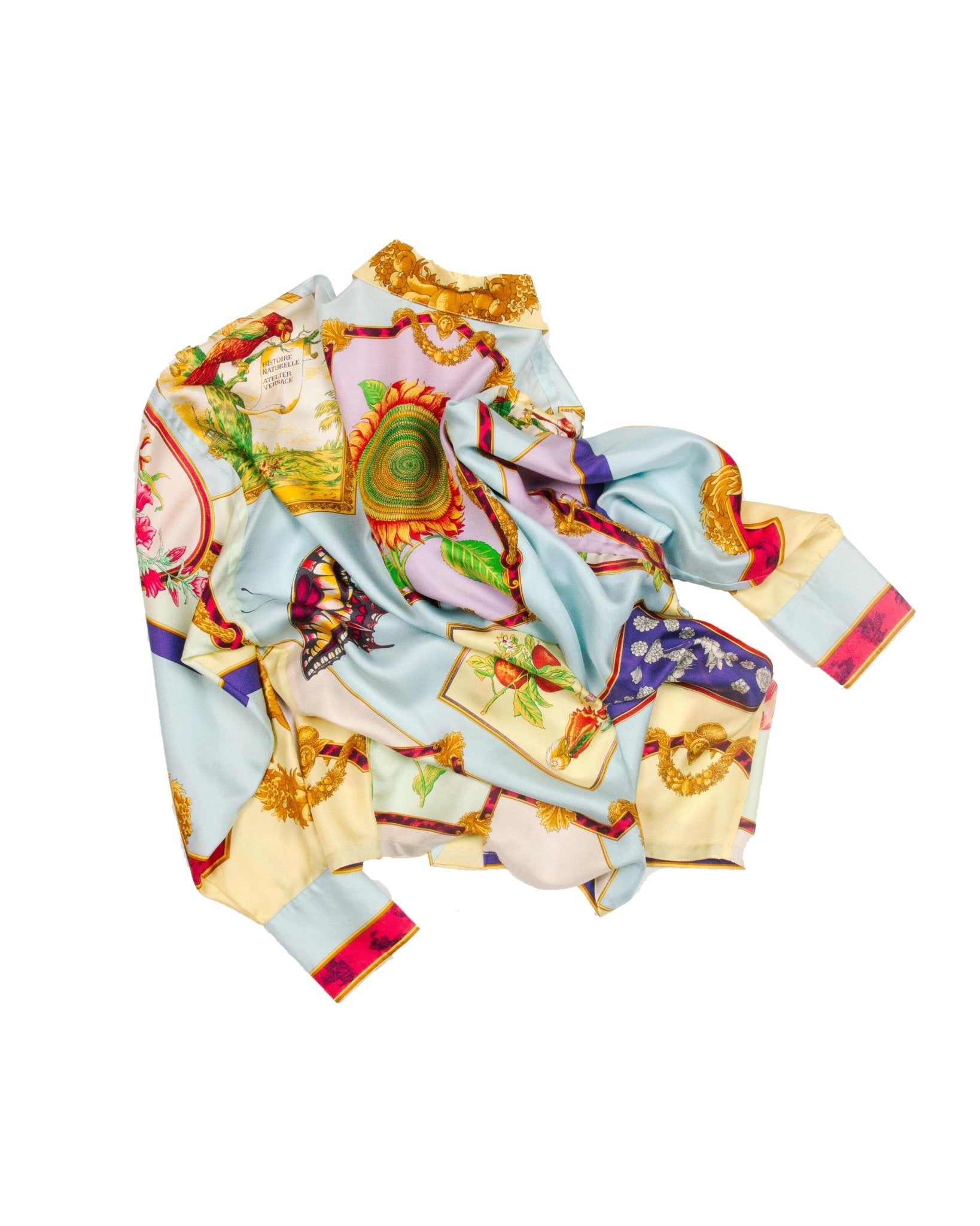 1990s Gianni Versace Couture Vintage Silk Floral Collared Shirt - RealList