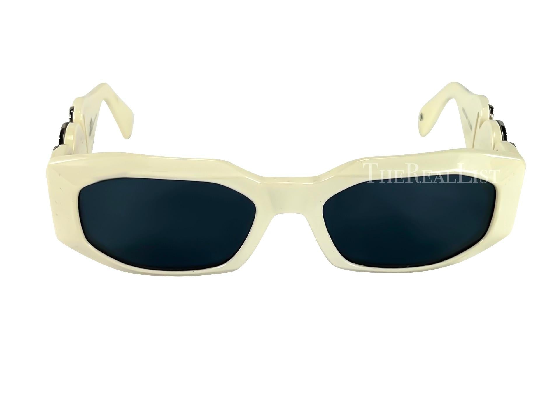 1990s Gianni Versace Off - White Silver 'Biggie' Medusa Oversized Sunglasses - RealList