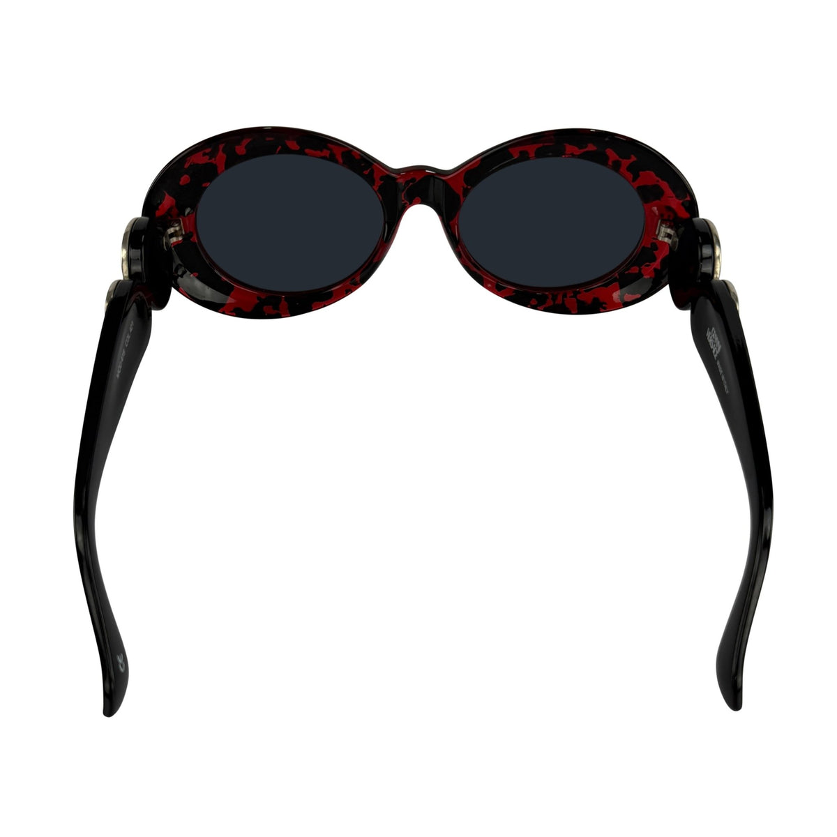 1990s Gianni Versace Red Black Mottled Acrylic Medusa Medallion Sunglasses - RealList
