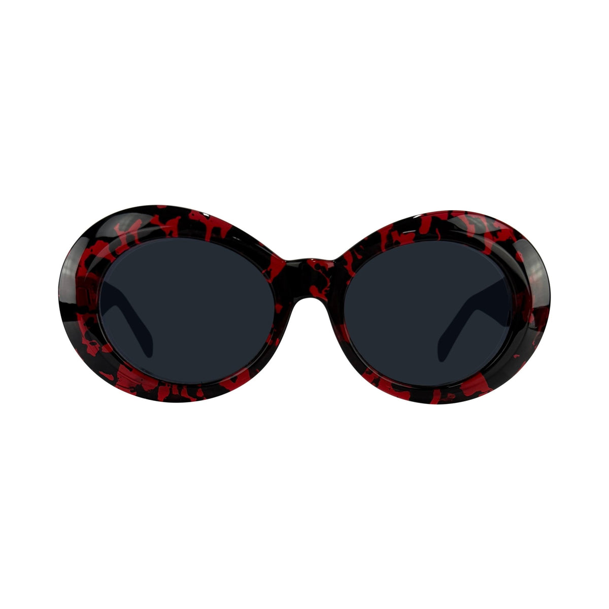 1990s Gianni Versace Red Black Mottled Acrylic Medusa Medallion Sunglasses - RealList