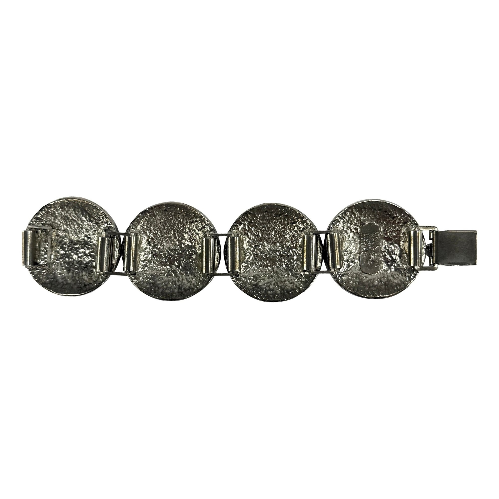 1990s Gianni Versace Rhinestone Medusa Medallion Silvertone Bracelet - RealList