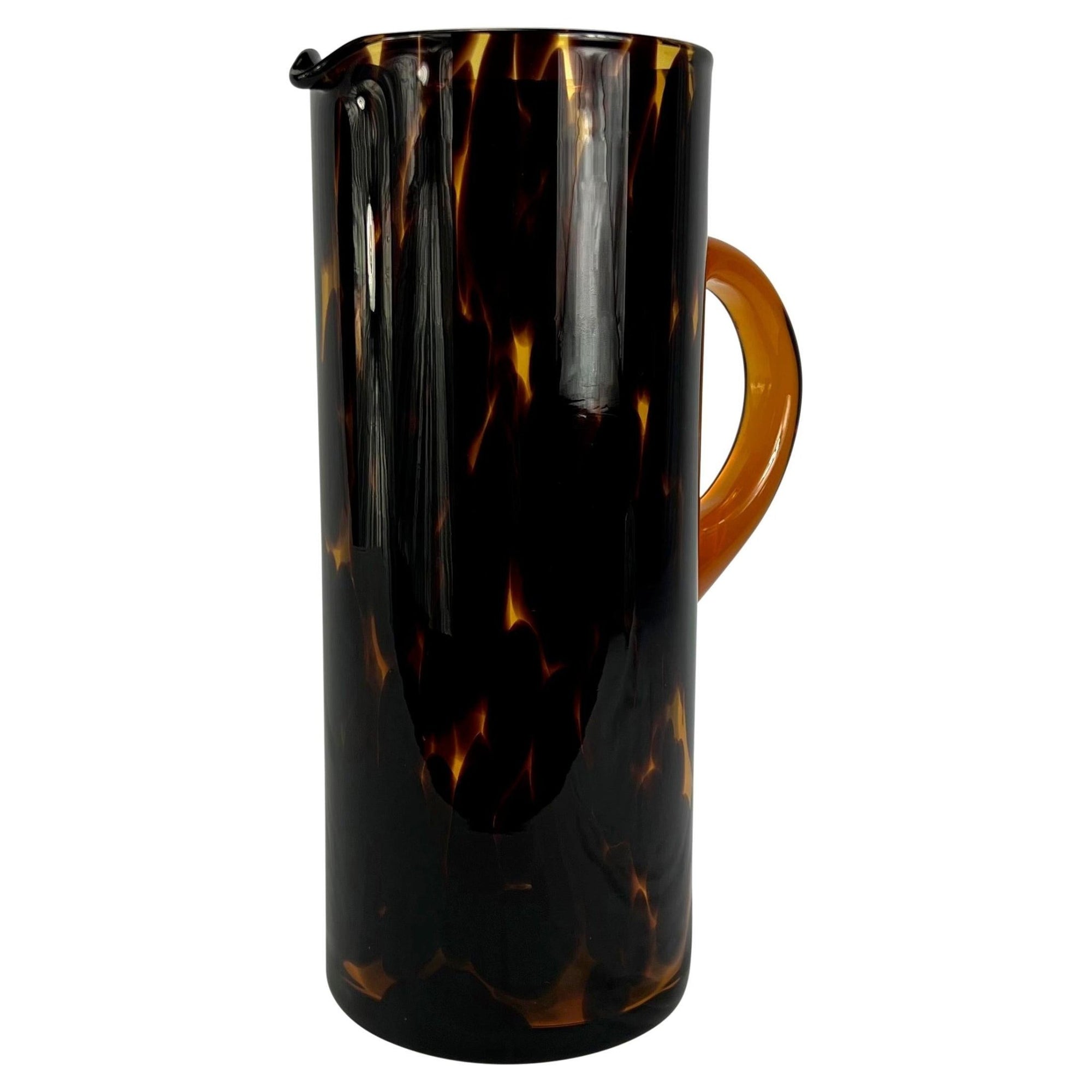 1990s Gucci by Tom Ford Brown Blown Murano Glass Tortoiseshell Pitcher - RealList