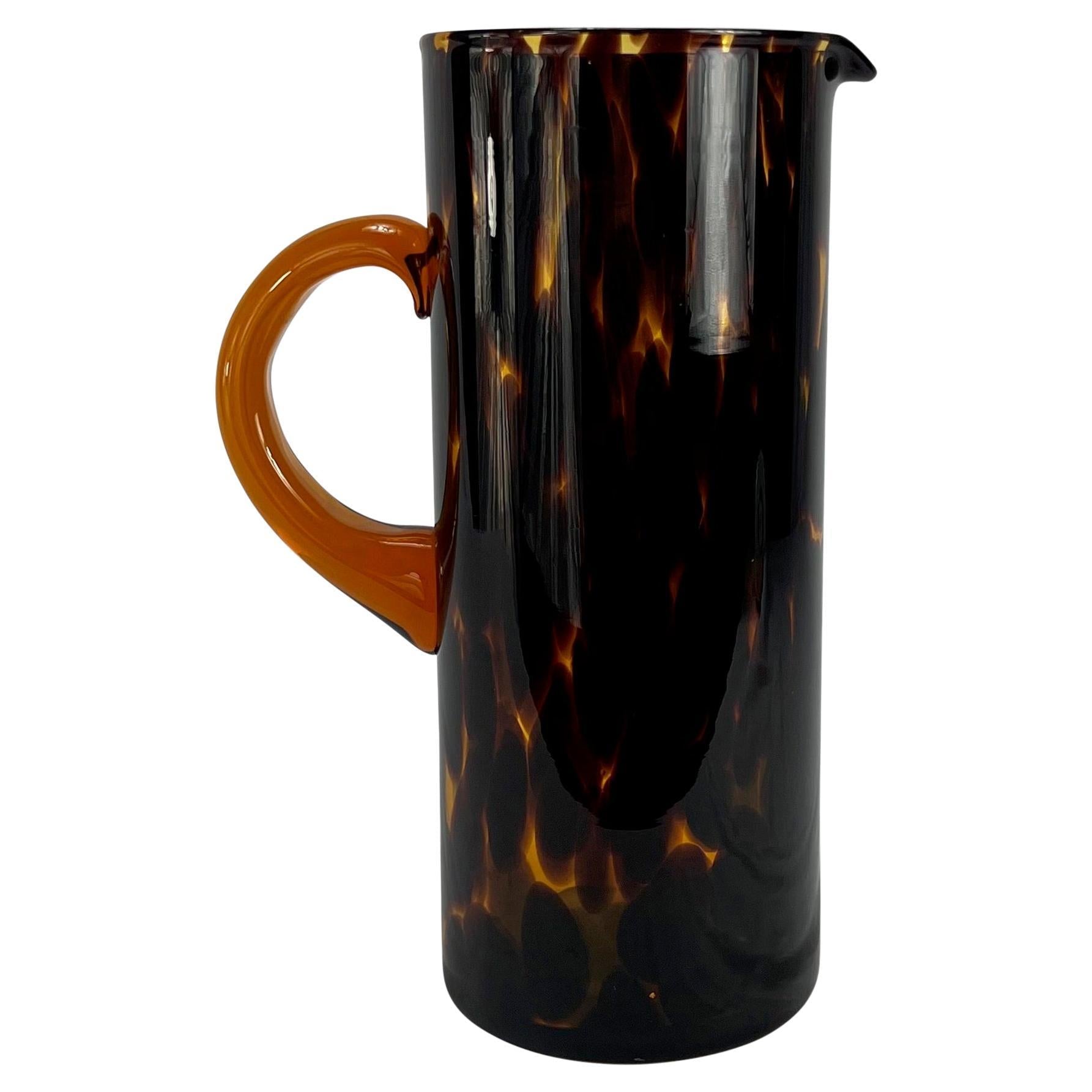 1990s Gucci by Tom Ford Brown Blown Murano Glass Tortoiseshell Pitcher - RealList