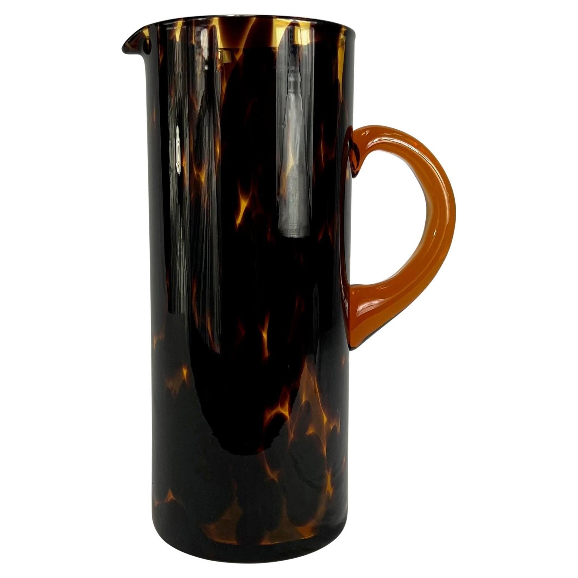 1990s Gucci by Tom Ford Brown Blown Murano Glass Tortoiseshell Pitcher - RealList