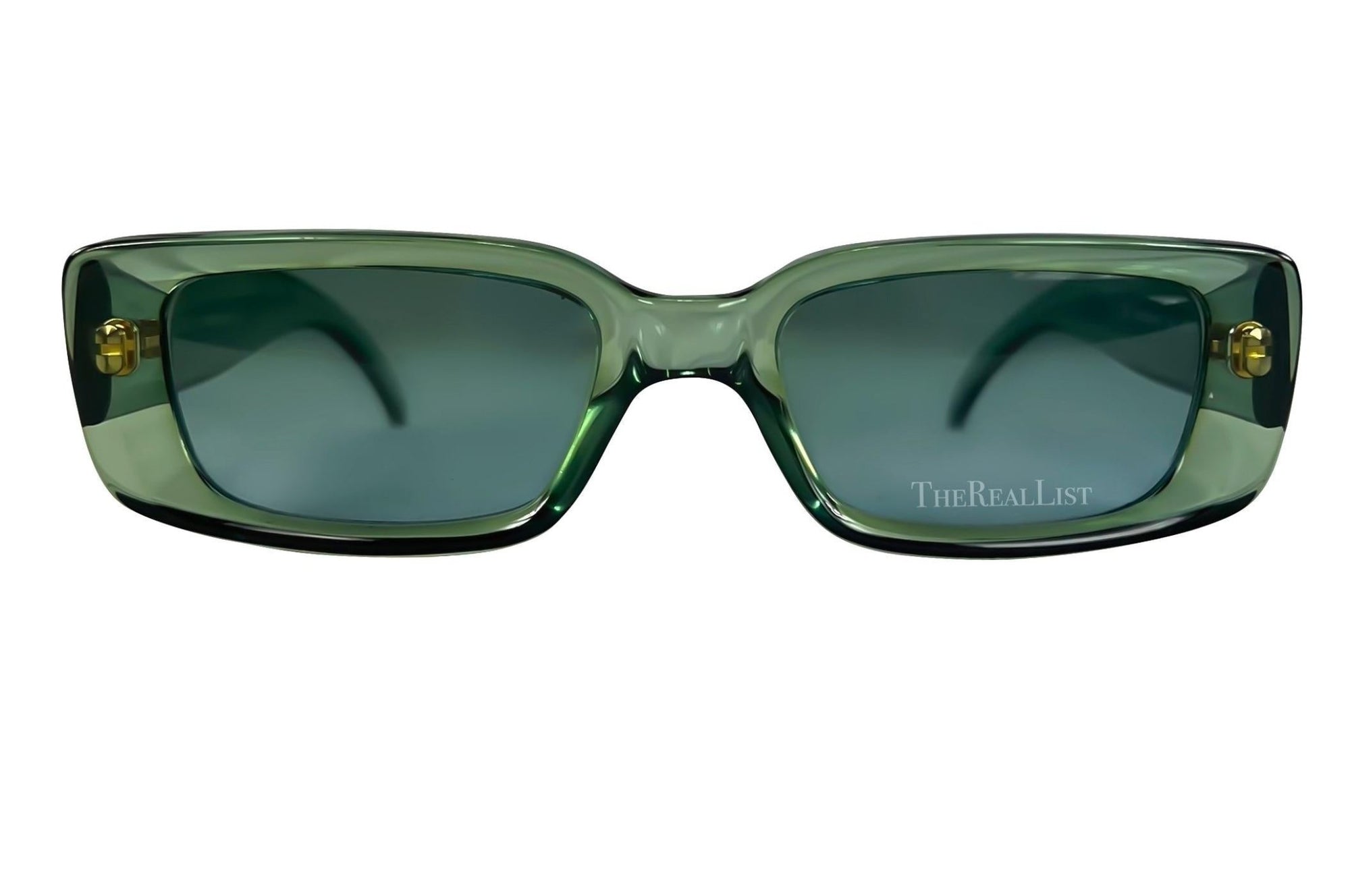 1990s Gucci by Tom Ford Square 'G' Green Clear Sunglasses Logo - RealList