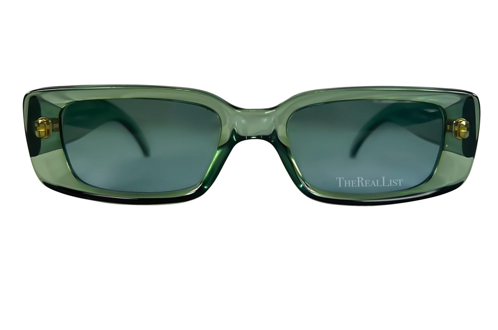 1990s Gucci by Tom Ford Square 'G' Green Clear Sunglasses Logo - RealList