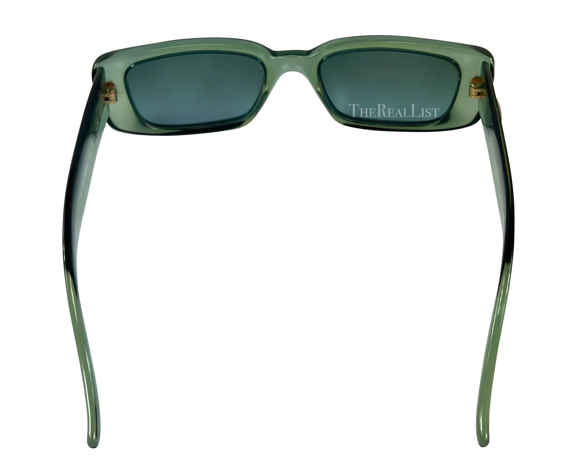 1990s Gucci by Tom Ford Square 'G' Green Clear Sunglasses Logo - RealList