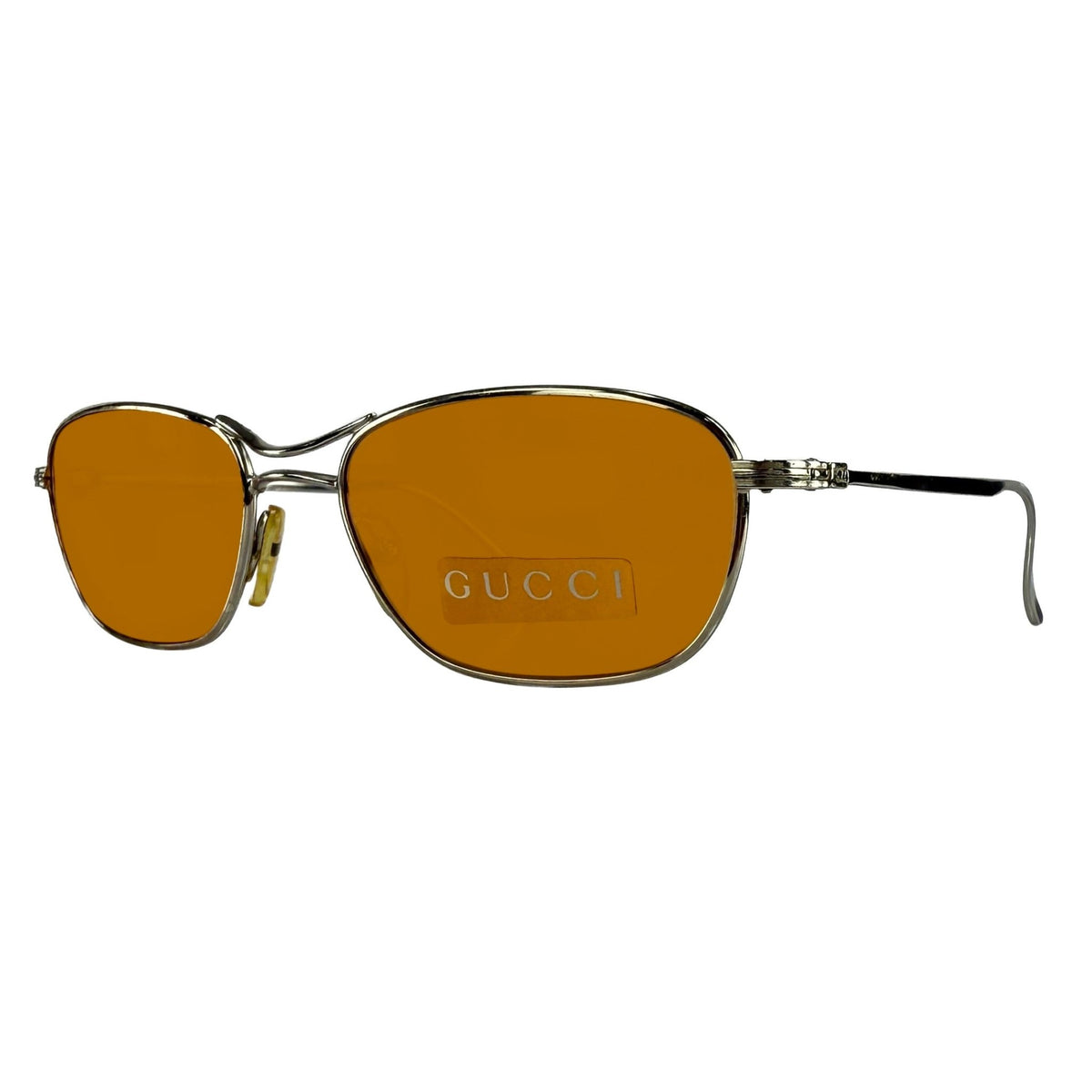 1990s Gucci by Tom Ford Thin Silver Wire Frame Amber Aviator Sunglasses - RealList