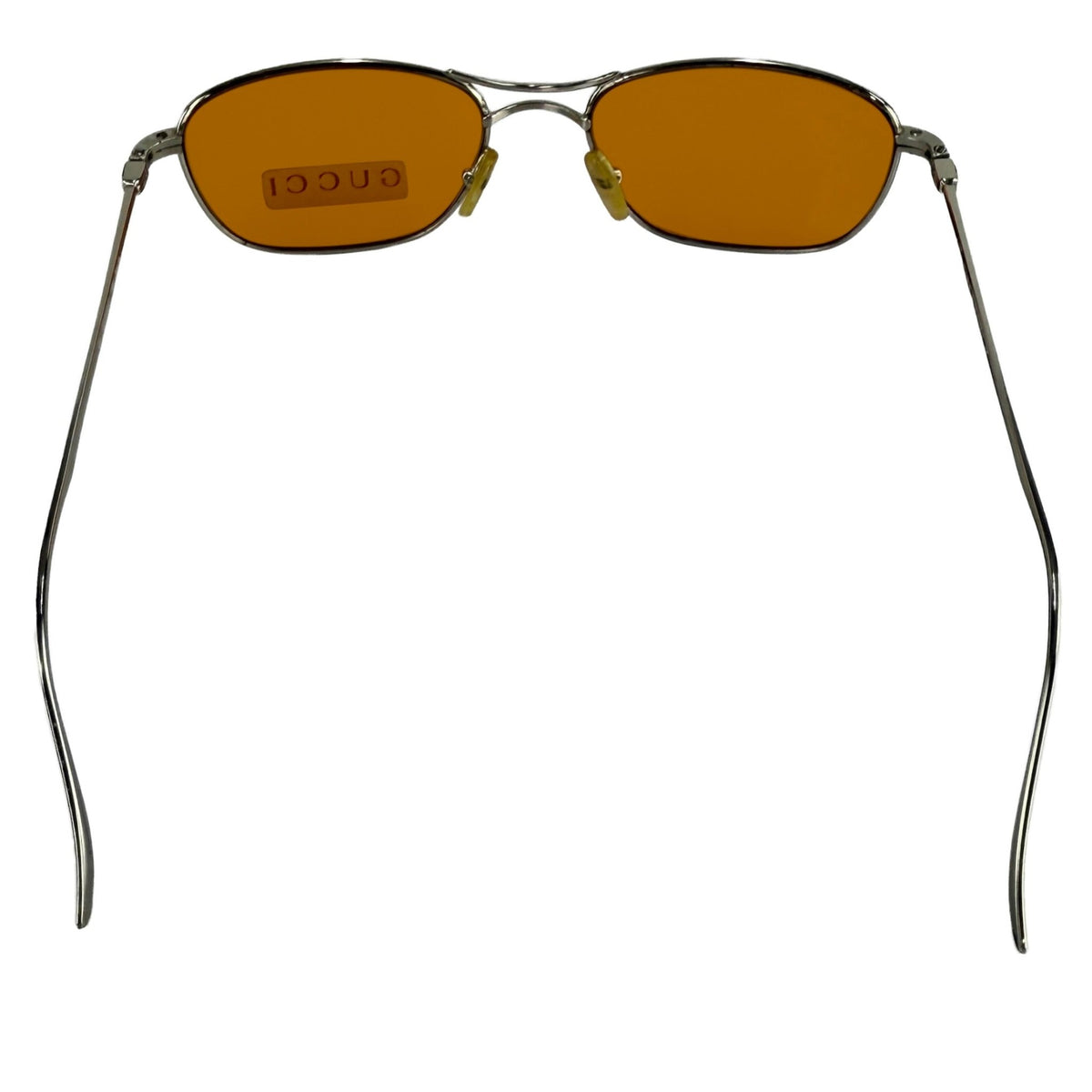 1990s Gucci by Tom Ford Thin Silver Wire Frame Amber Aviator Sunglasses - RealList