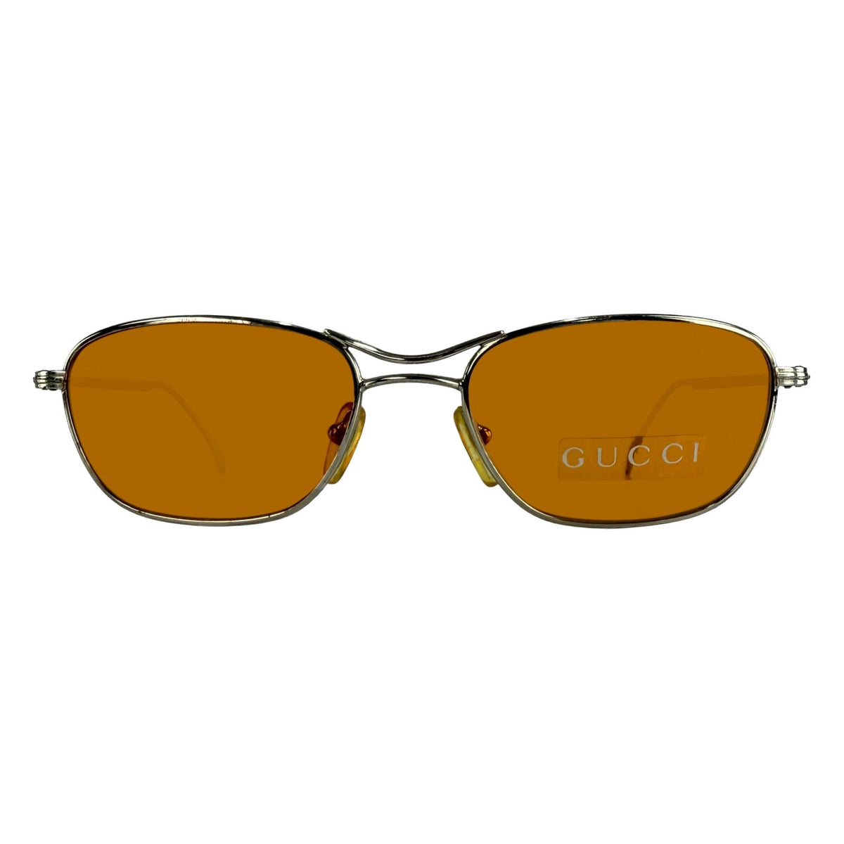 1990s Gucci by Tom Ford Thin Silver Wire Frame Amber Aviator Sunglasses - RealList