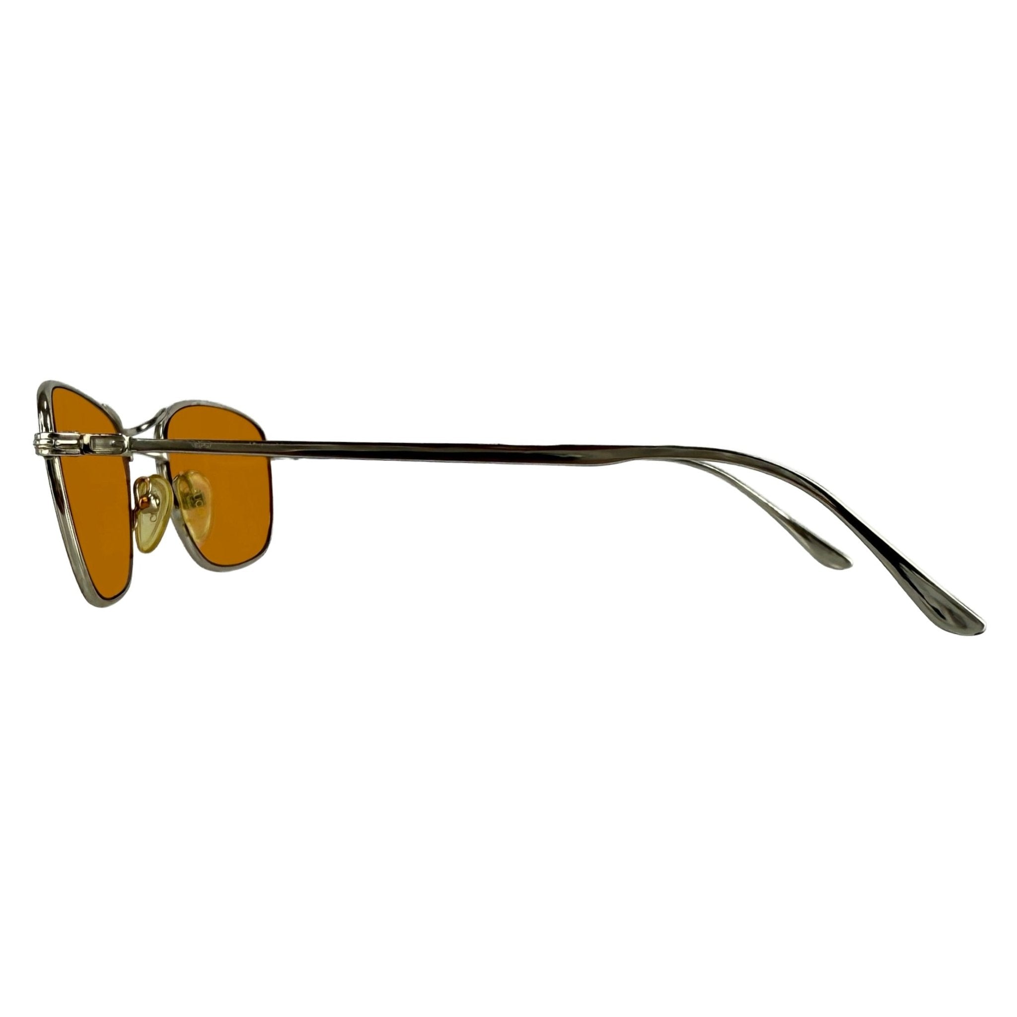 1990s Gucci by Tom Ford Thin Silver Wire Frame Amber Aviator Sunglasses - RealList