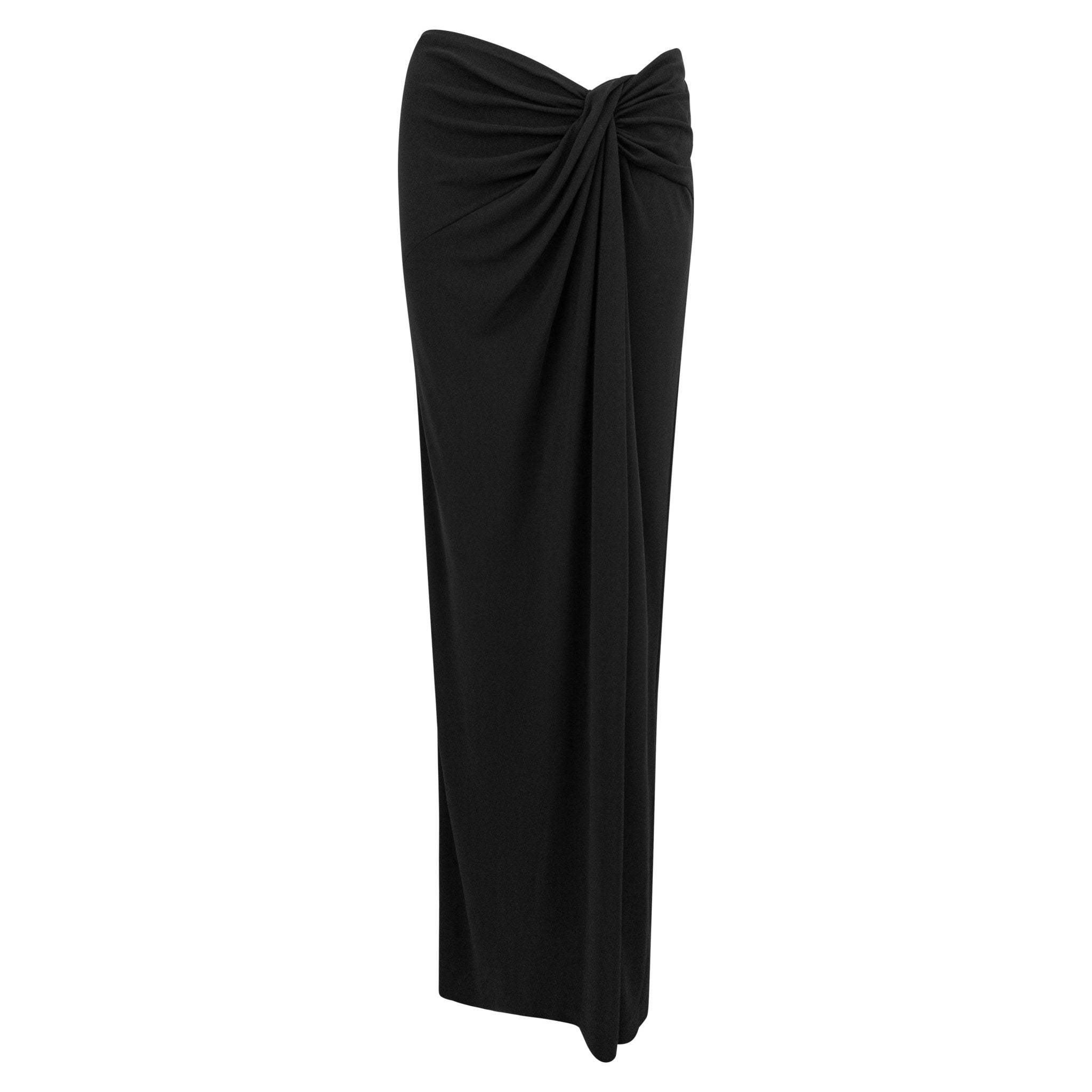 1990s Herve Leger Black Bodycon Crop Top Low-Rise Maxi Skirt Set - RealList