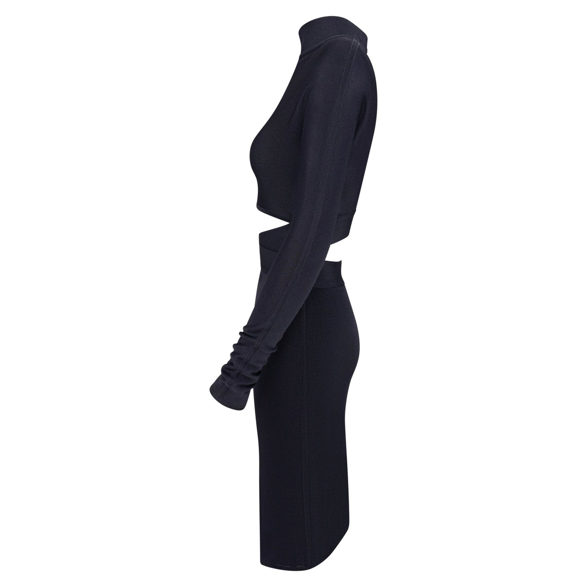1990s Hervé Léger Bodycon Bandage Exposed Midriff Long Sleeve Dress - RealList