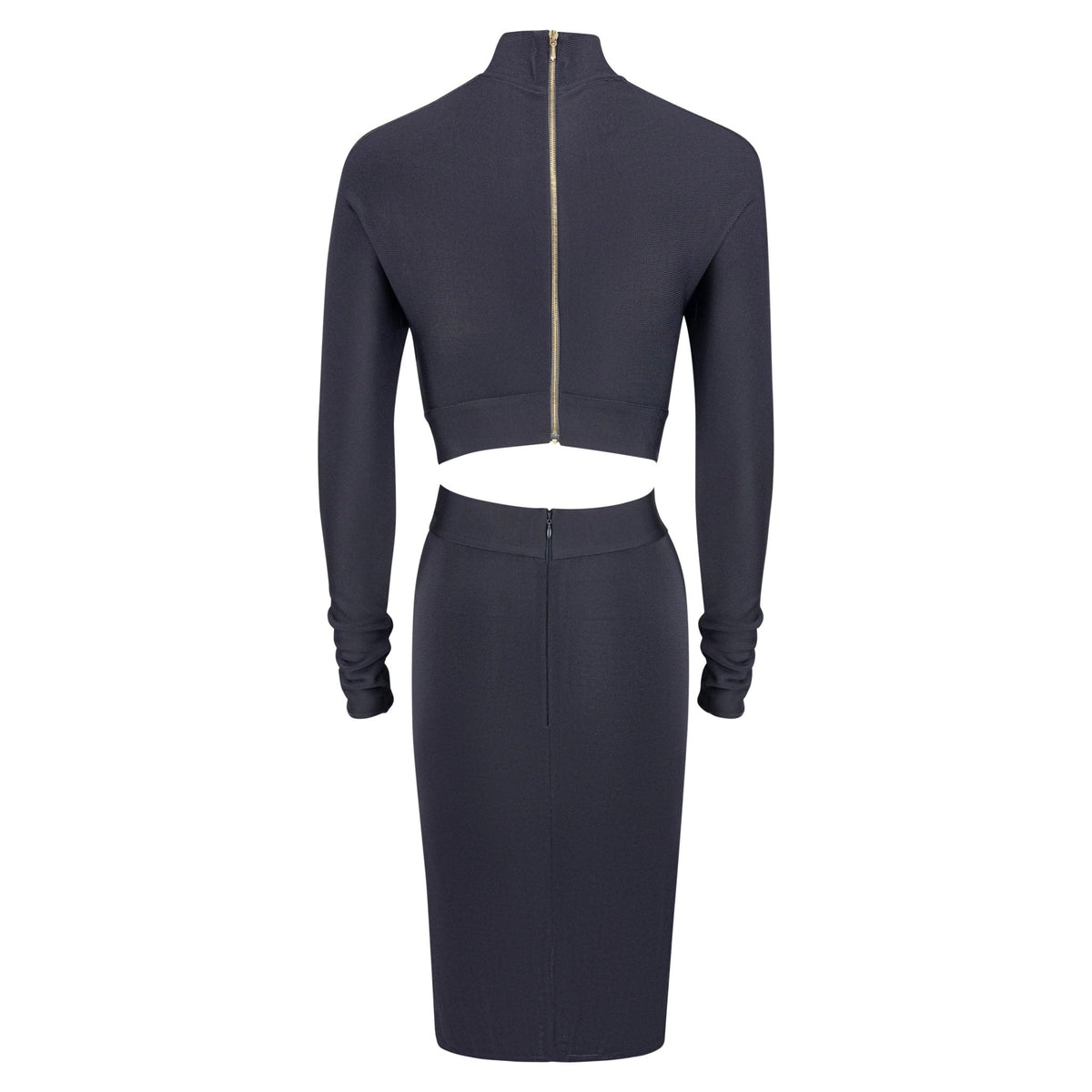 1990s Hervé Léger Bodycon Bandage Exposed Midriff Long Sleeve Dress - RealList