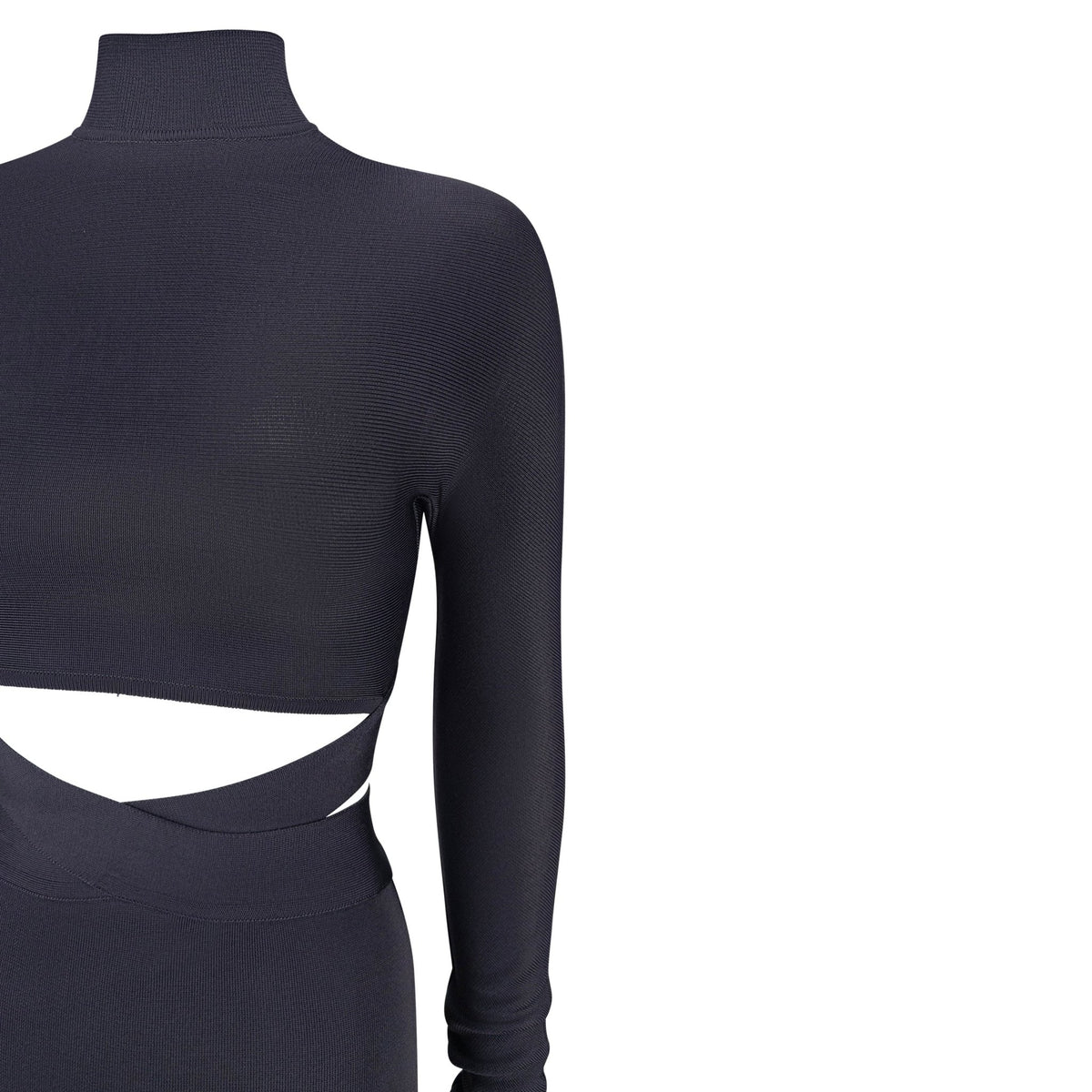 1990s Hervé Léger Bodycon Bandage Exposed Midriff Long Sleeve Dress - RealList