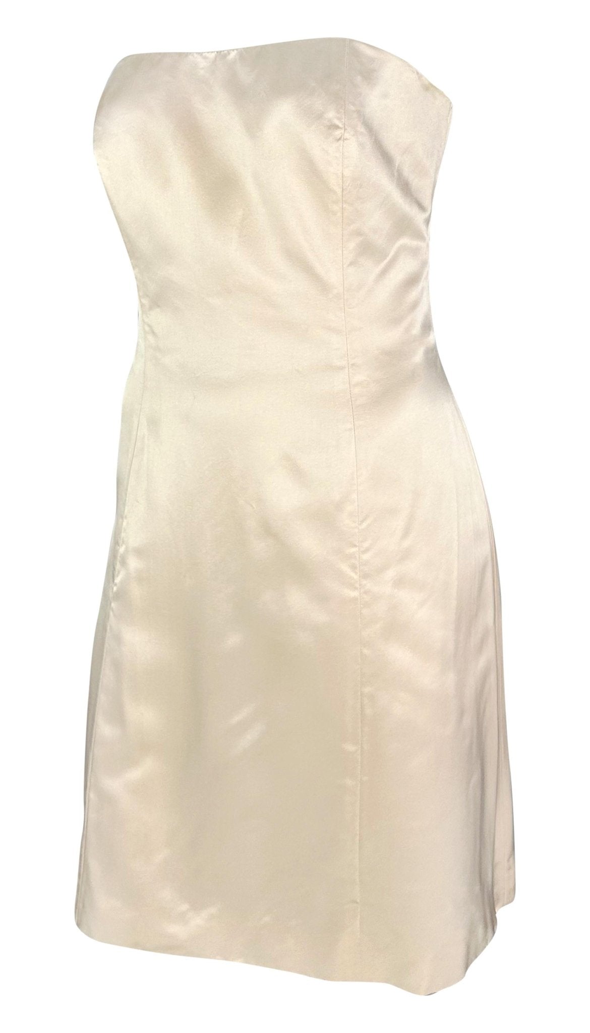 1990s Oscar de La Renta Pastel Pink Strapless Classic Flare Mini Dress - RealList