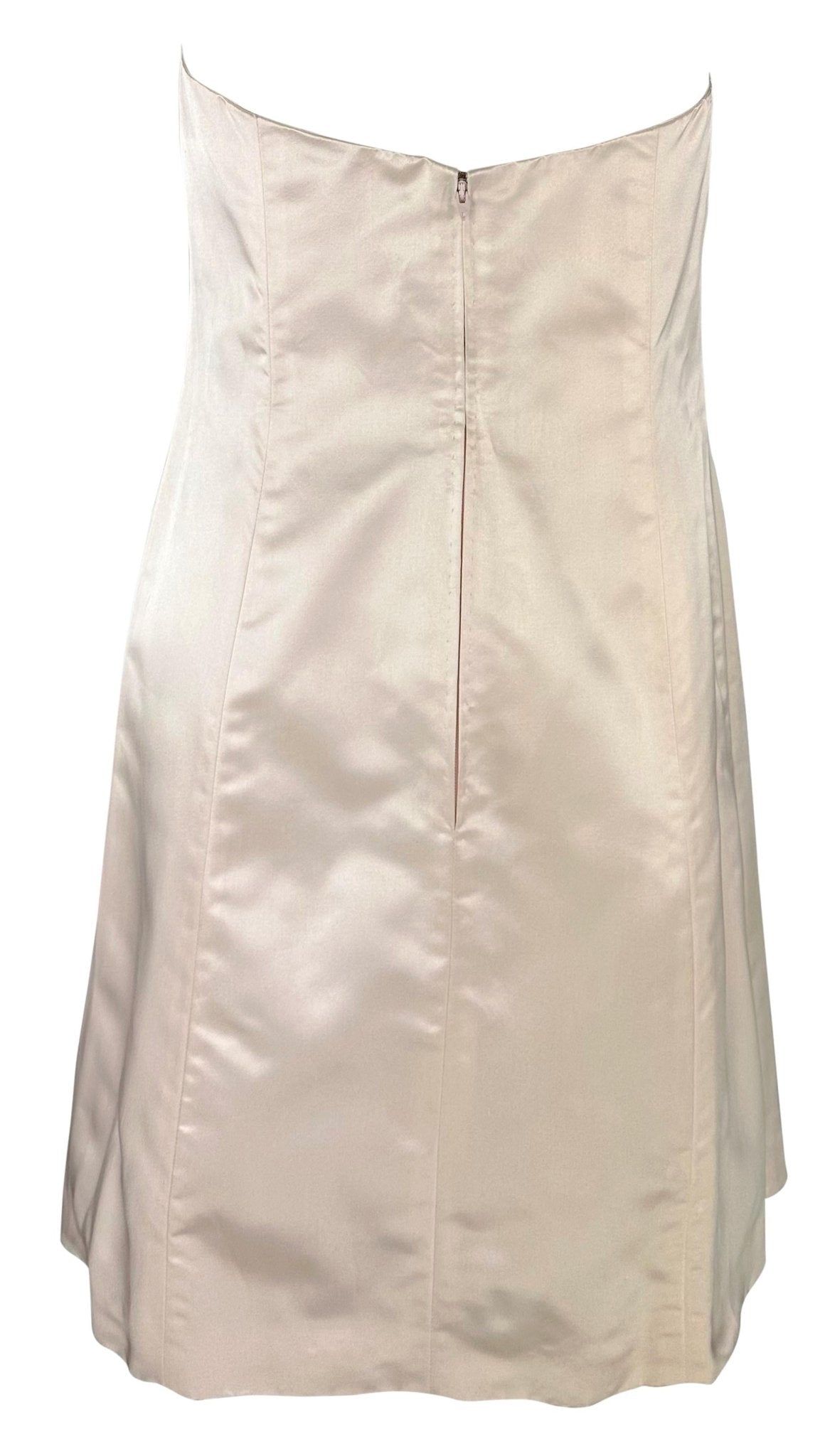 1990s Oscar de La Renta Pastel Pink Strapless Classic Flare Mini Dress - RealList