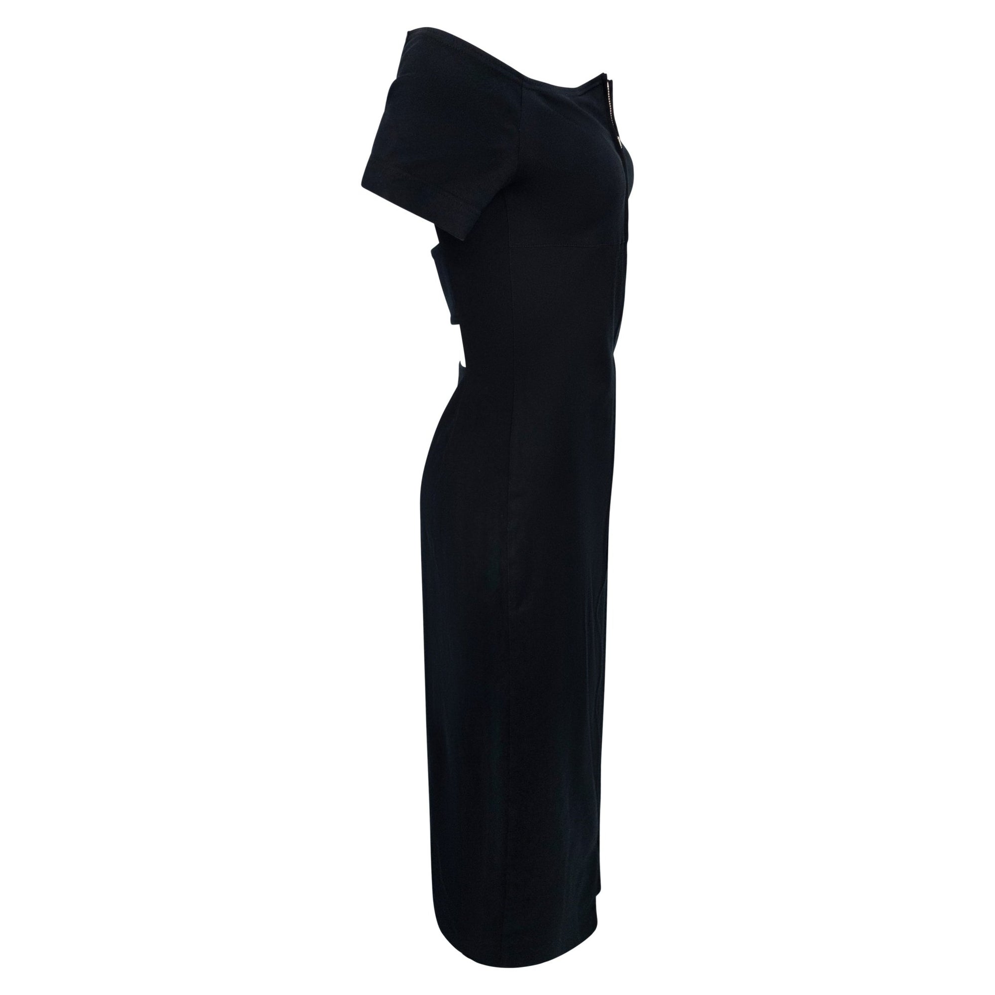 1990s Paco Rabanne Black Backless Cutout Front - Zip Cocktail Dress - RealList