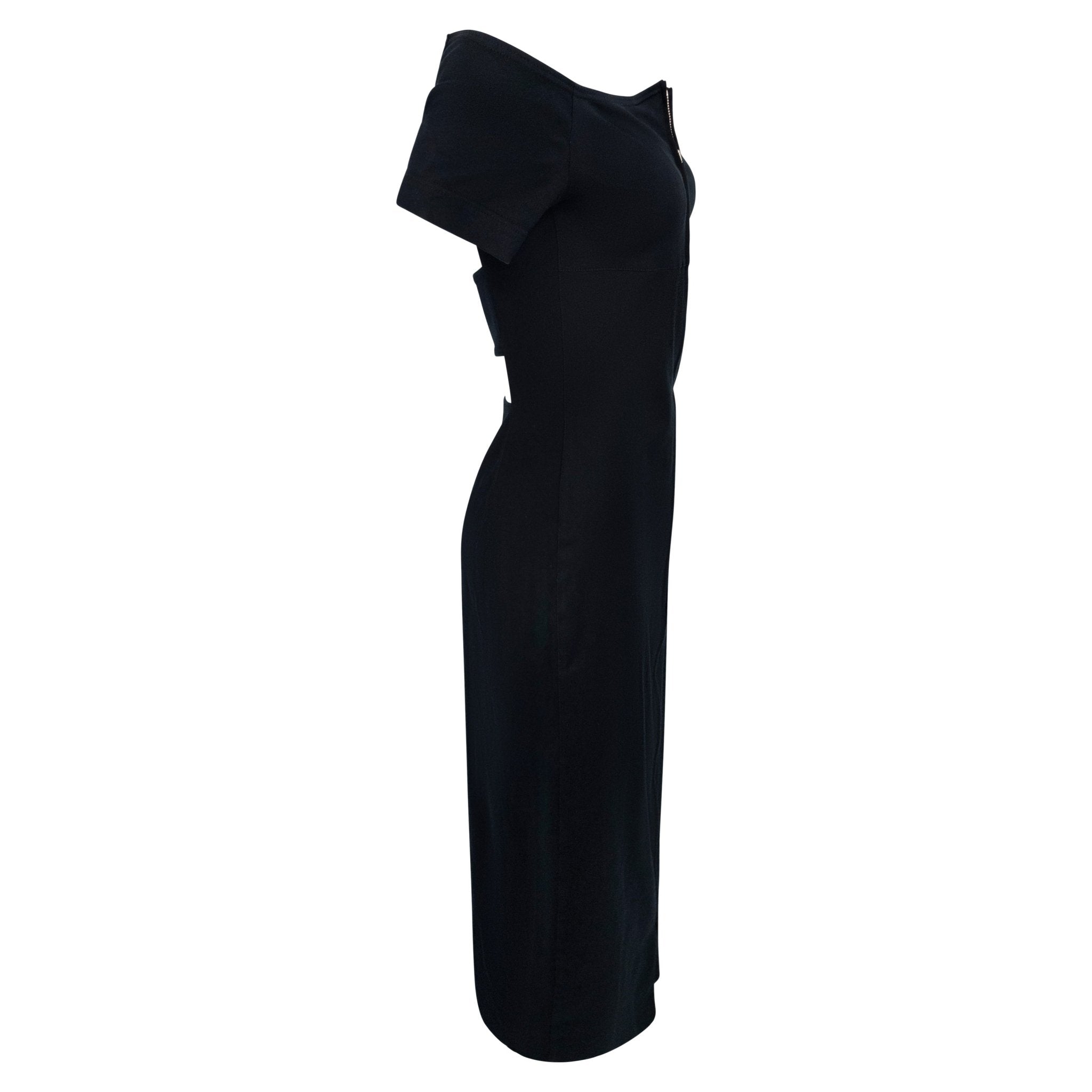 1990s Paco Rabanne Black Backless Cutout Front - Zip Cocktail Dress - RealList