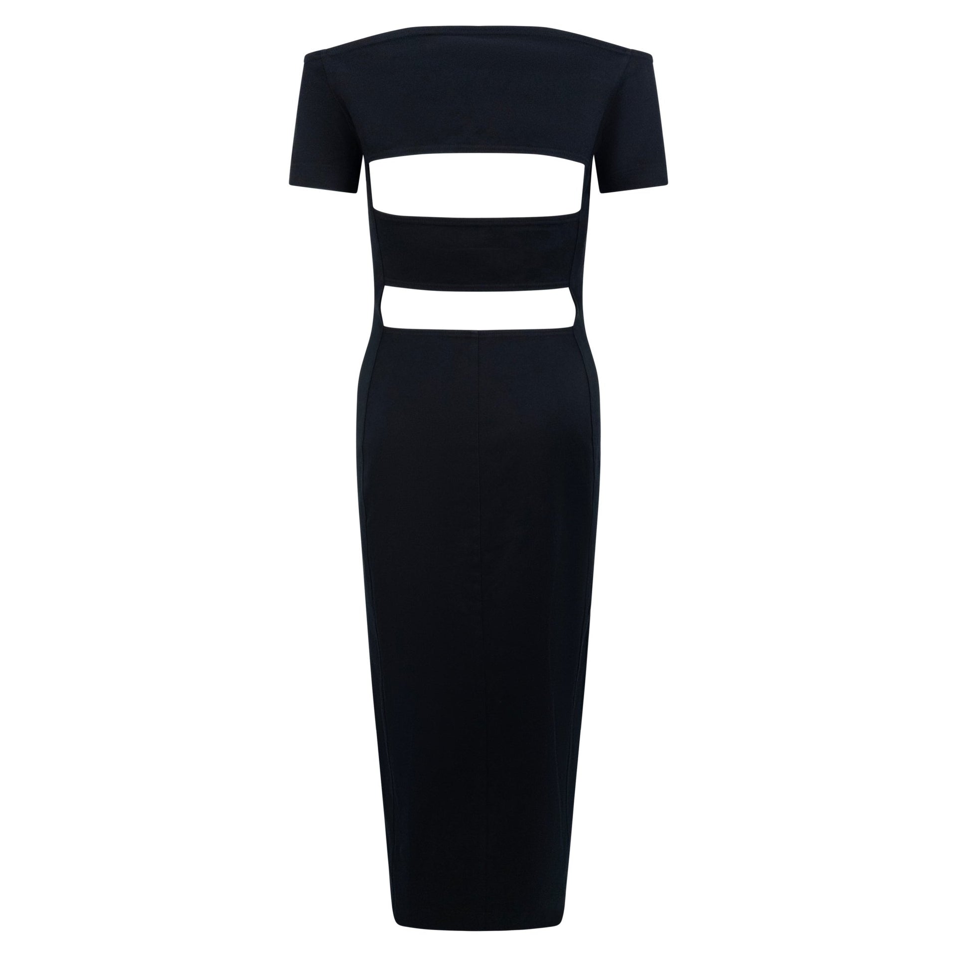 1990s Paco Rabanne Black Backless Cutout Front - Zip Cocktail Dress - RealList