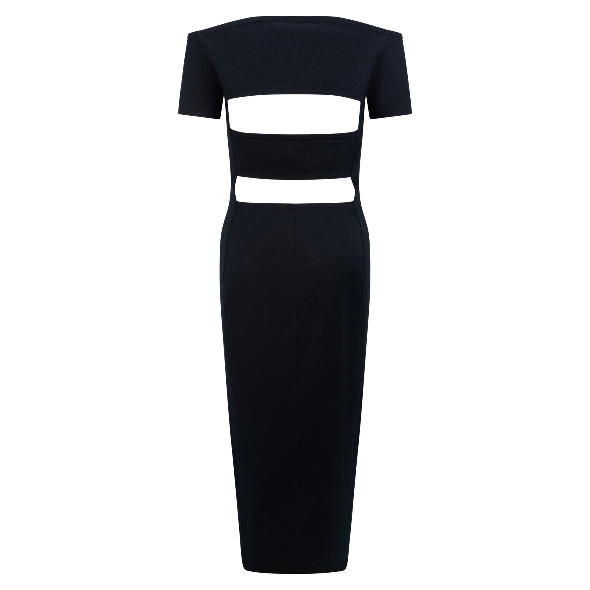1990s Paco Rabanne Black Backless Cutout Front - Zip Cocktail Dress - RealList