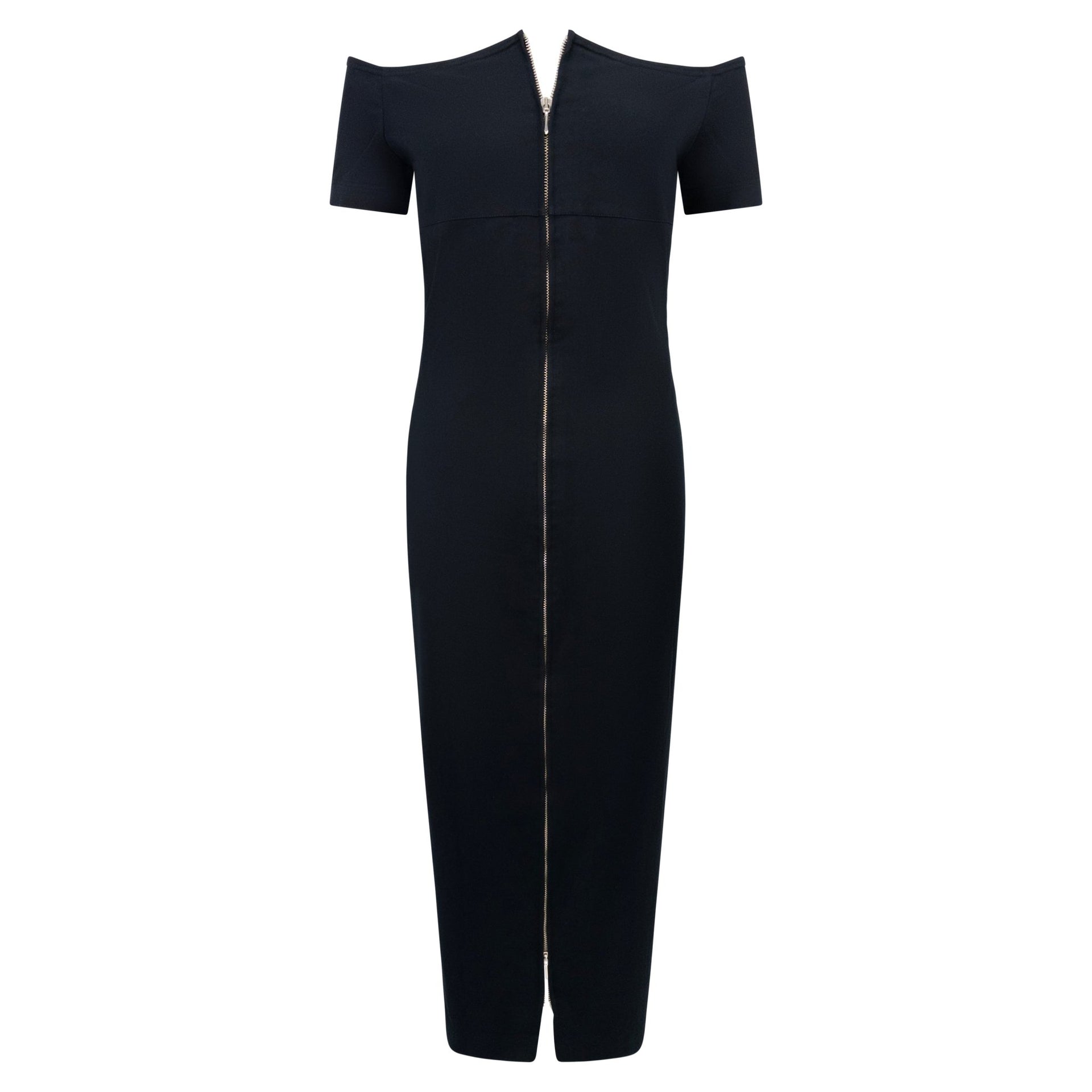 1990s Paco Rabanne Black Backless Cutout Front - Zip Cocktail Dress - RealList