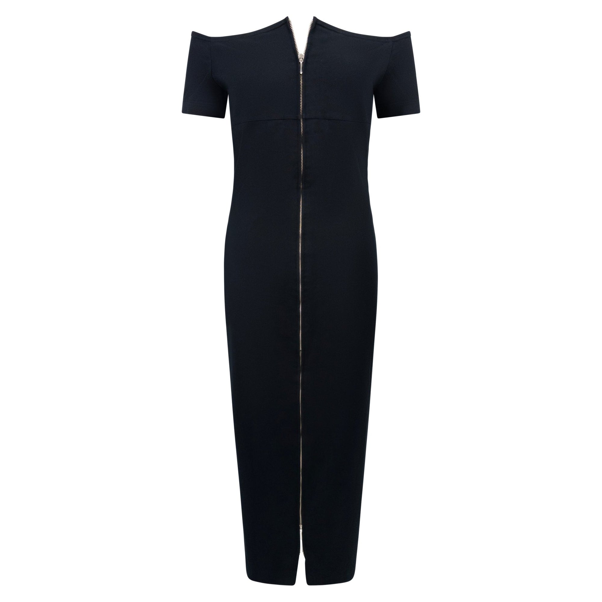 1990s Paco Rabanne Black Backless Cutout Front - Zip Cocktail Dress - RealList